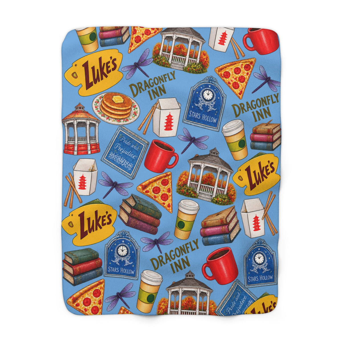 Cozy Pop Culture Diner Pattern GG Sherpa Blanket