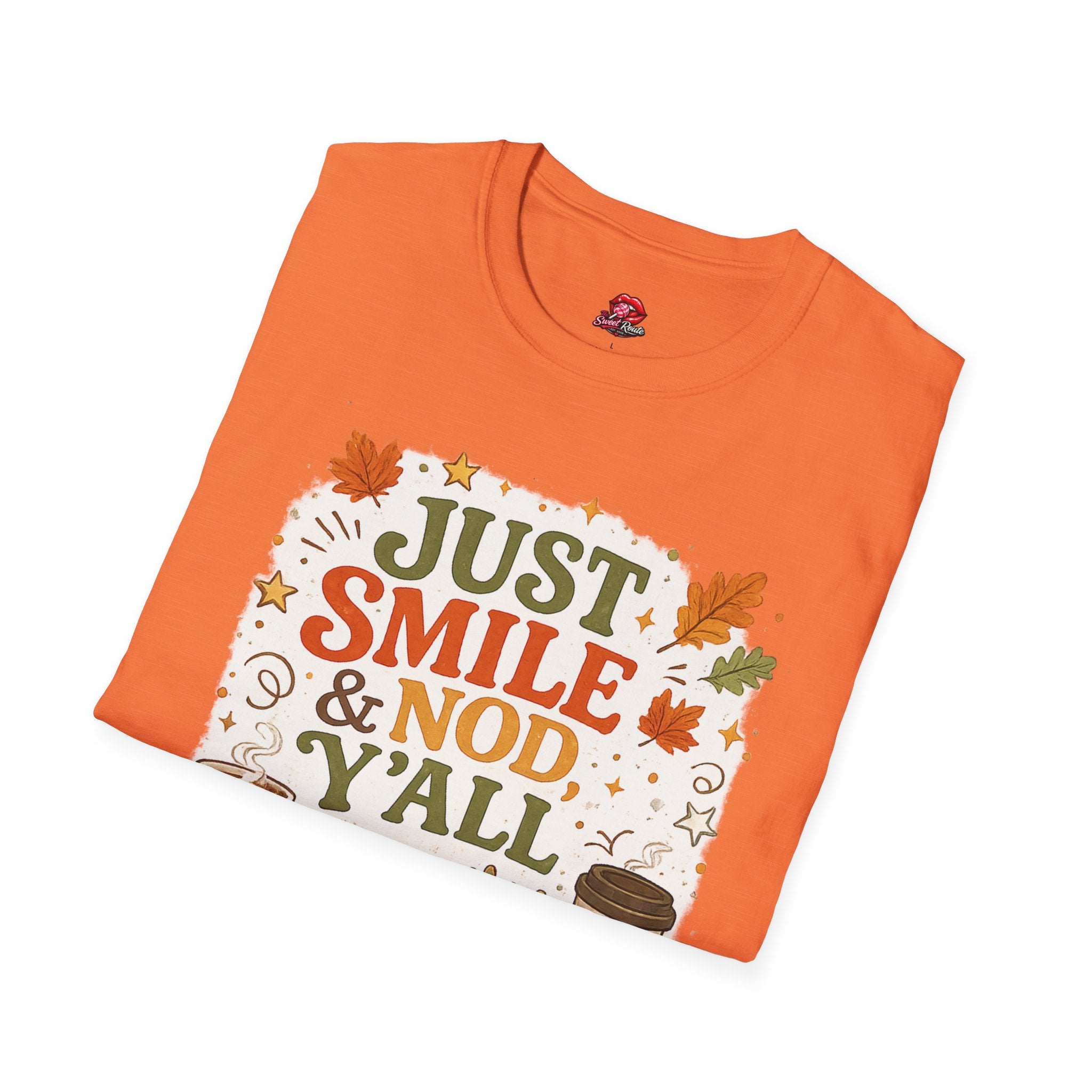 Just Smile & Nod, Y’all Teacher Shirt | Funny Teacher Fall Graphic Tee | Cozy Autumn Classroom T-Shirt