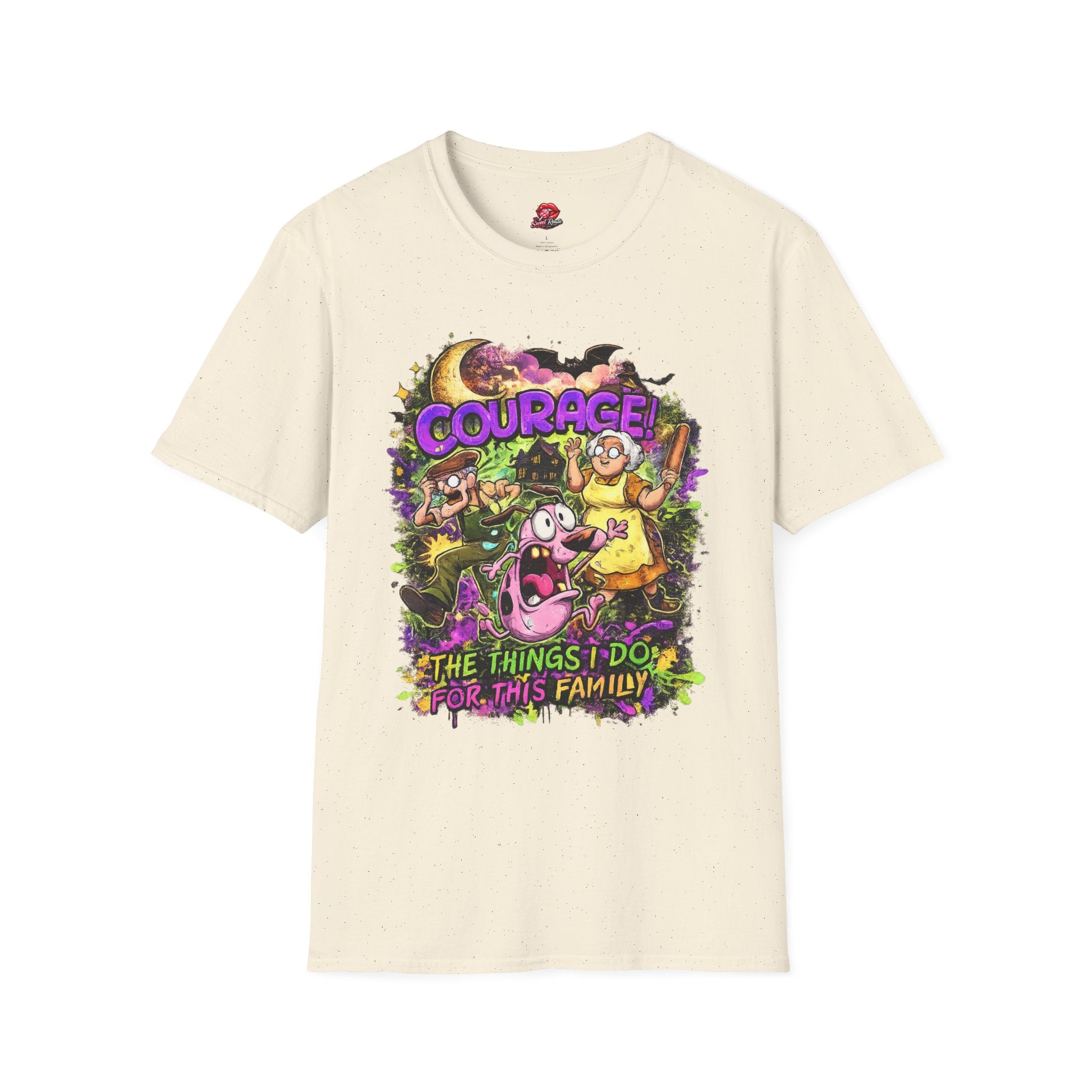 Courage! Graphic T-Shirt — Retro Cartoon Family TV Print