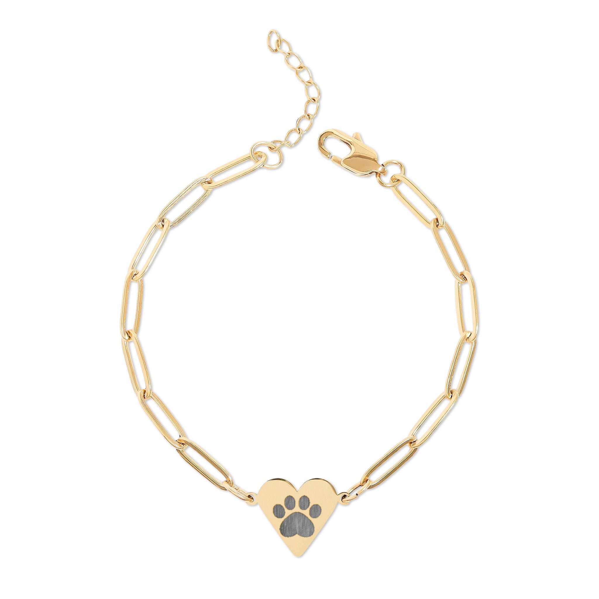 Paperclip Heart Bracelet with Paw Print