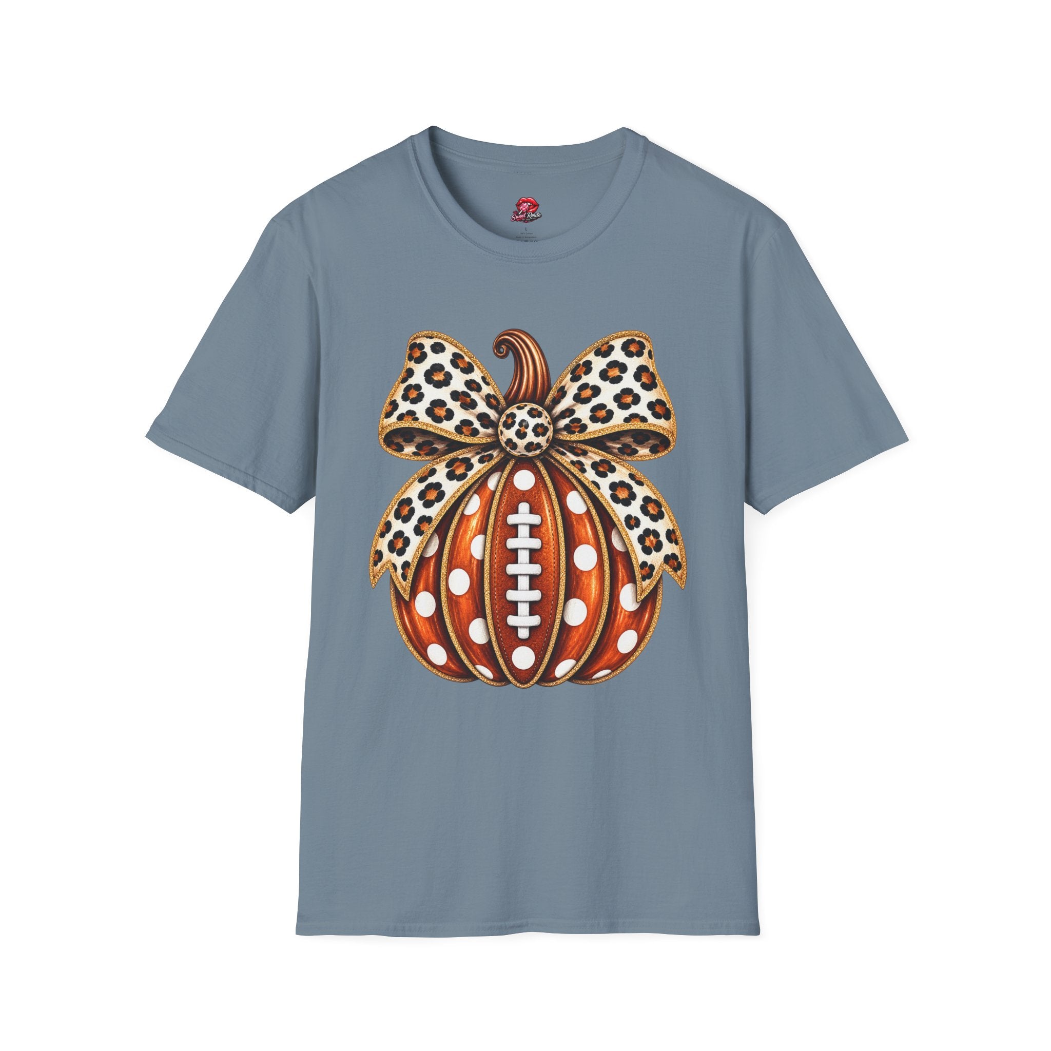 Leopard Bow Football Pumpkin T-Shirt