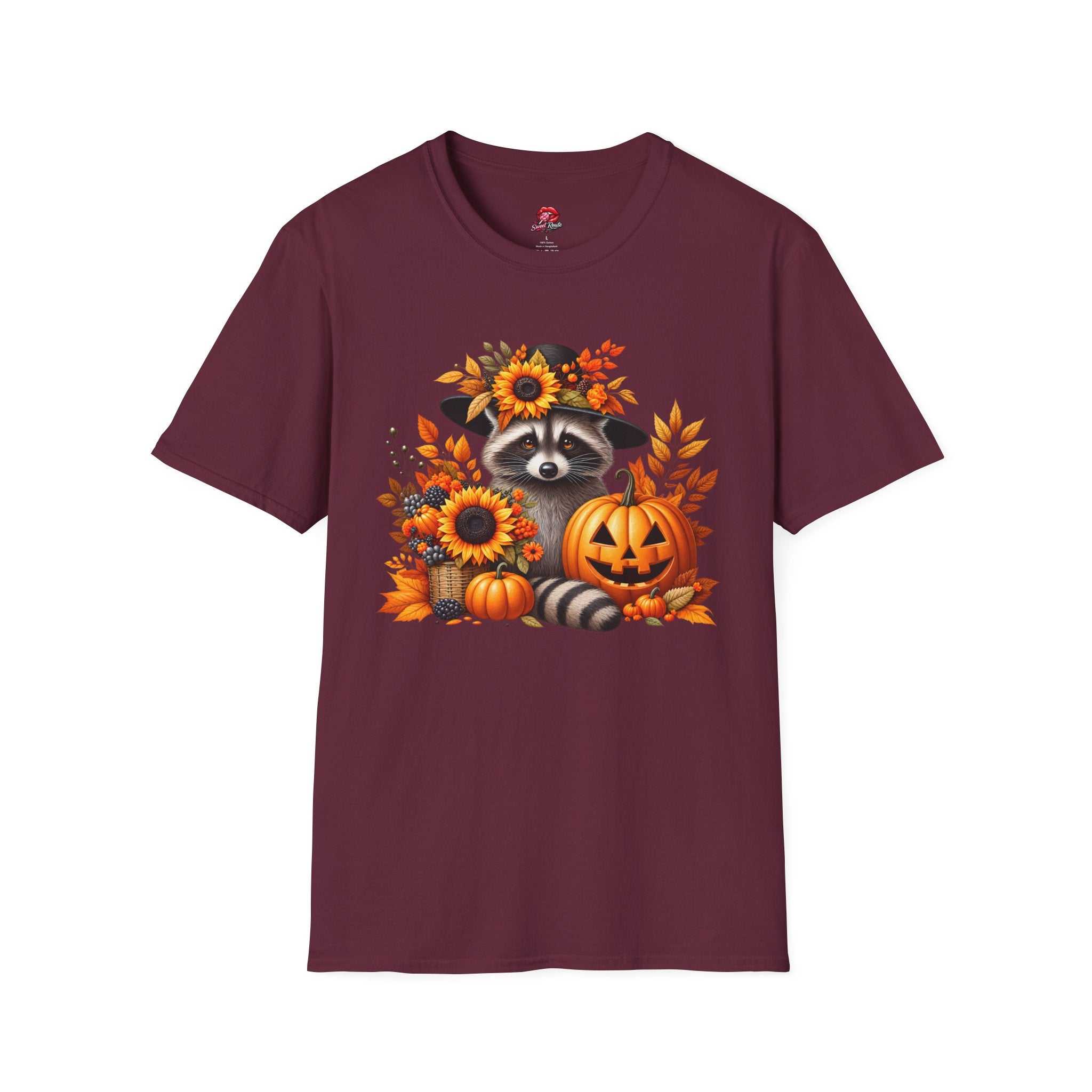 Sunflower & Autumn Leaves Raccoon Tee