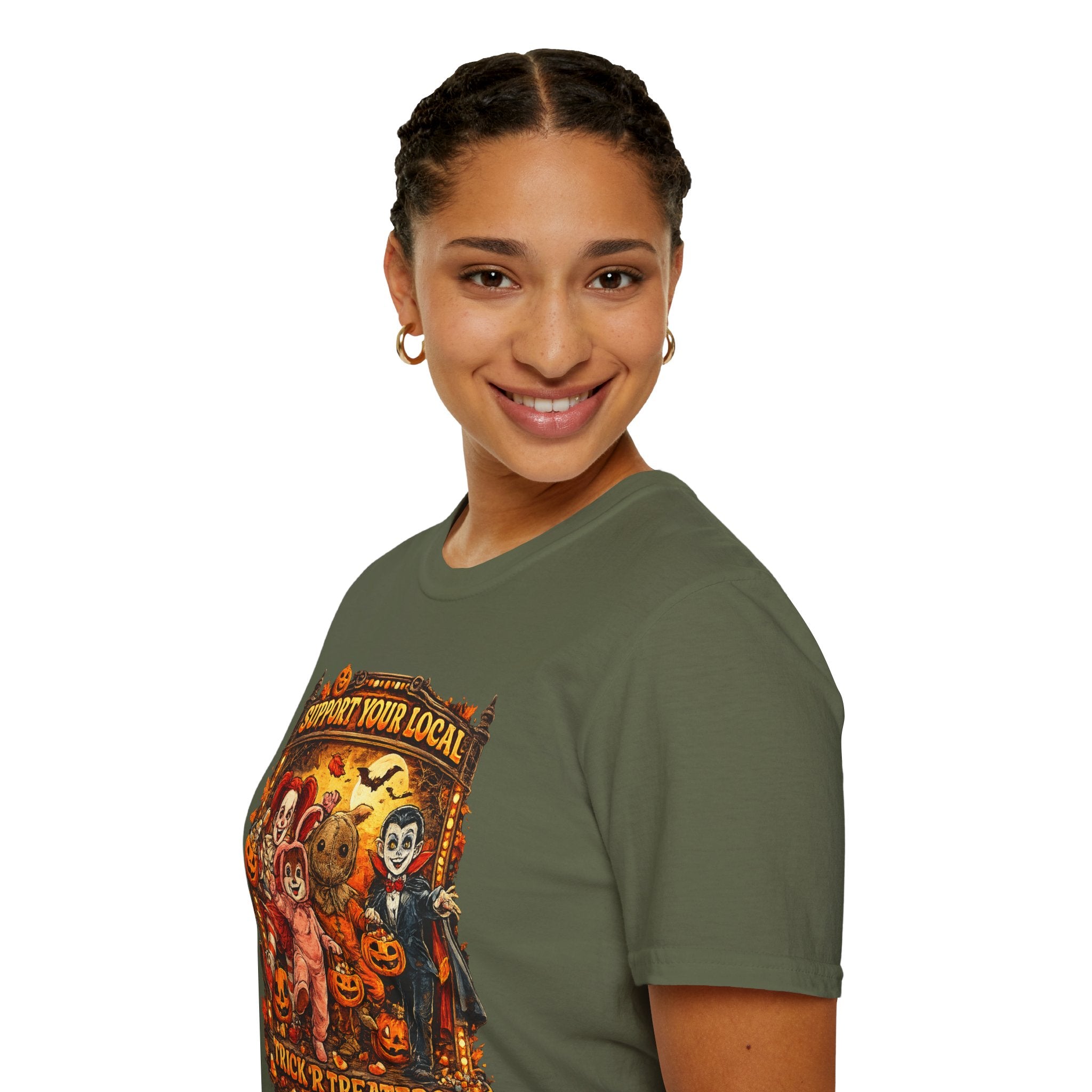 'Support Your Local Trick R Treaters Halloween T-Shirt | Funny Vintage Halloween Graphic Tee | Spooky Fall Unisex Shirt