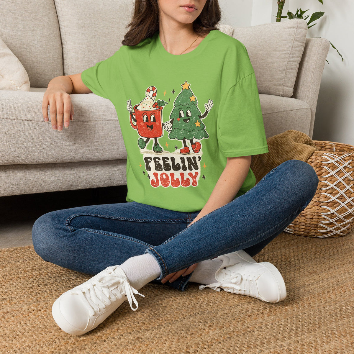 Feelin' Jolly mug and Christmas tree T-Shirt