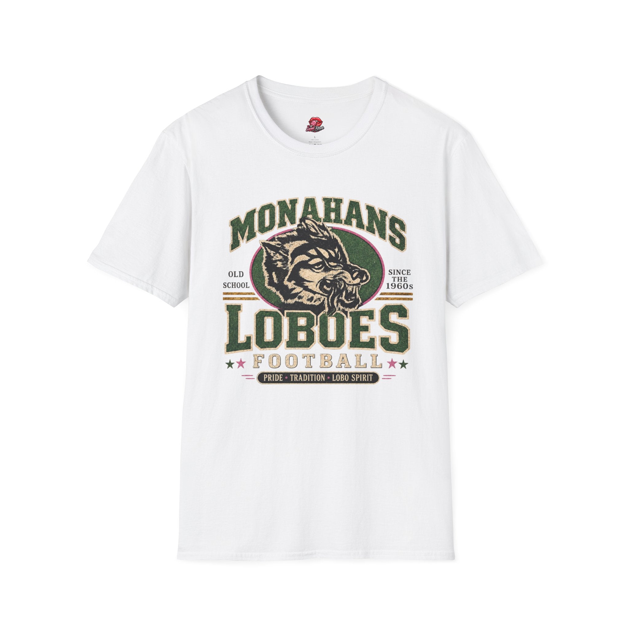 Monahans Loboes Vintage Football Pink Out Accents  T-Shirt