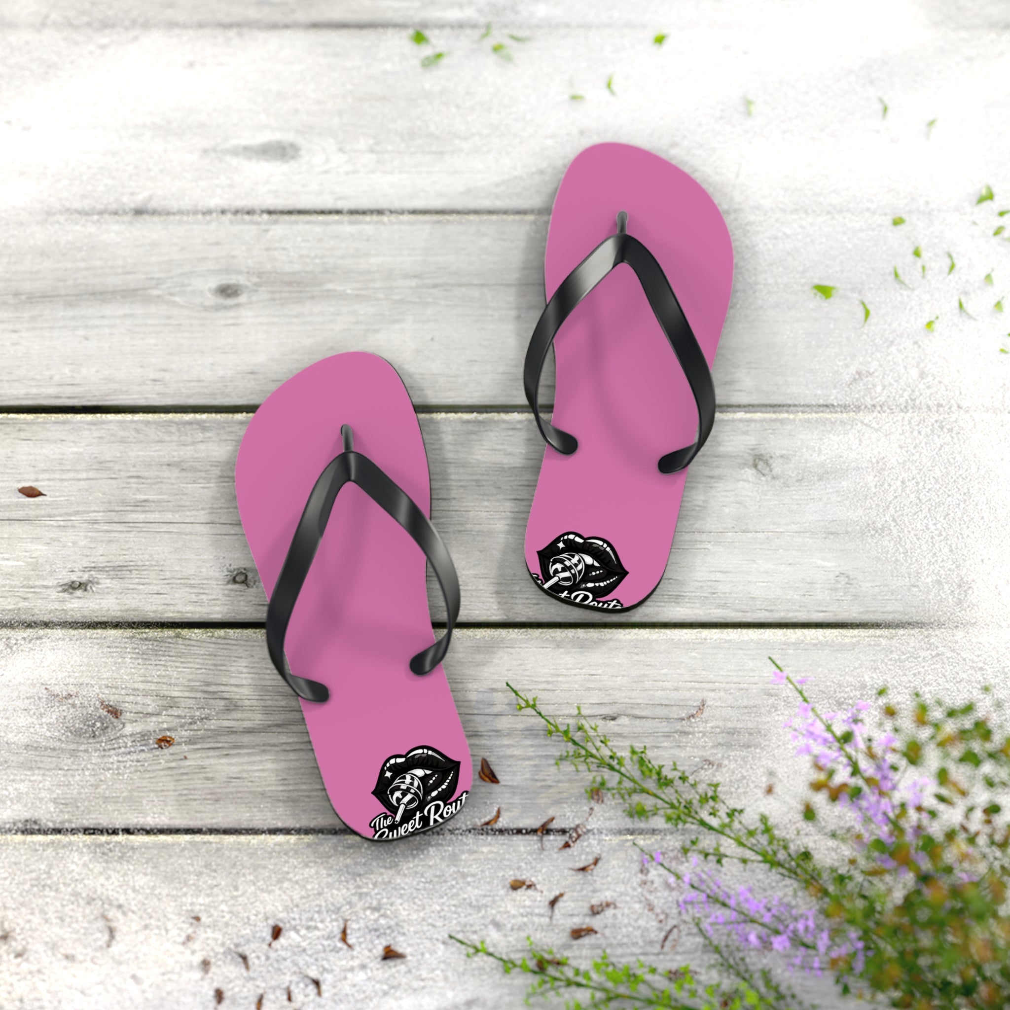 Pink Sweet Route Logo Beach Sandals
