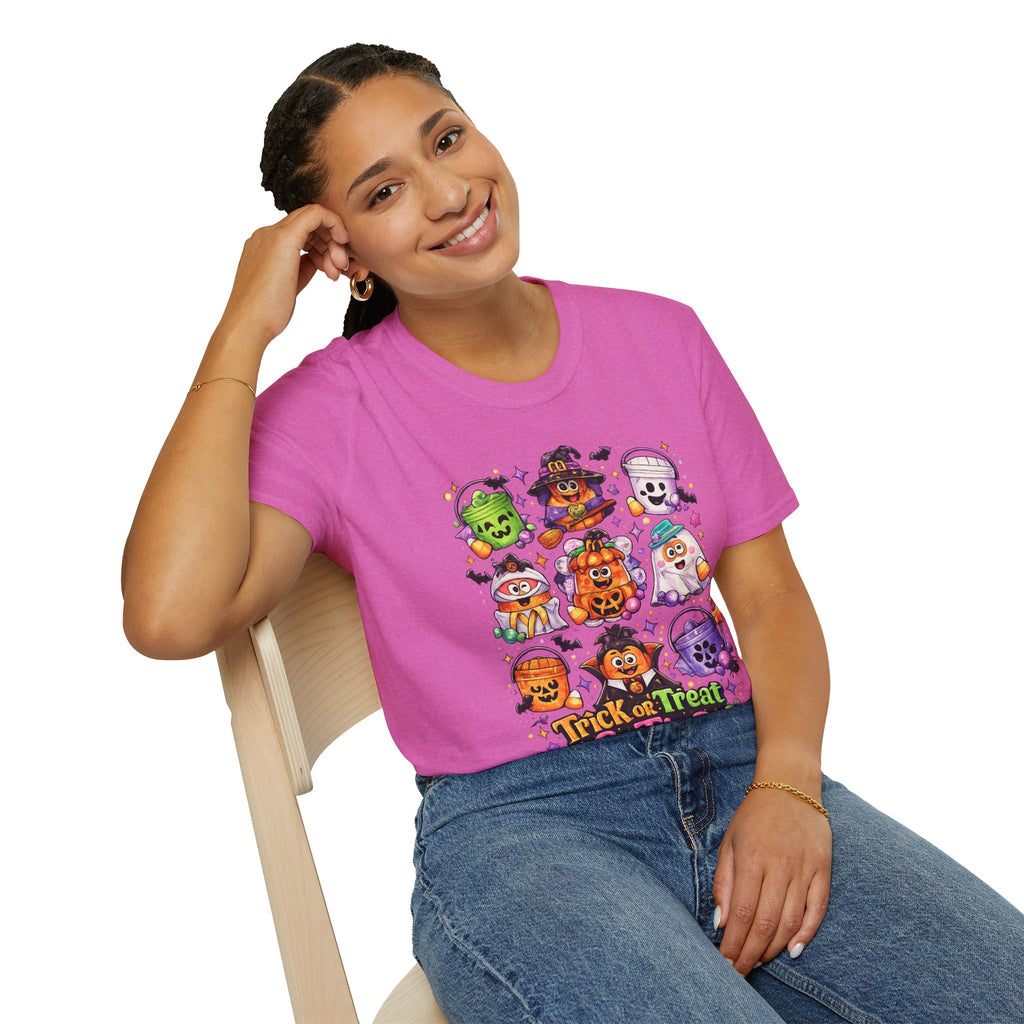 Halloween Trick or Treat Cuties T-Shirt | Cute Ghost & Pumpkin Kids Halloween Graphic Tee | Retro Spooky Season Shirt