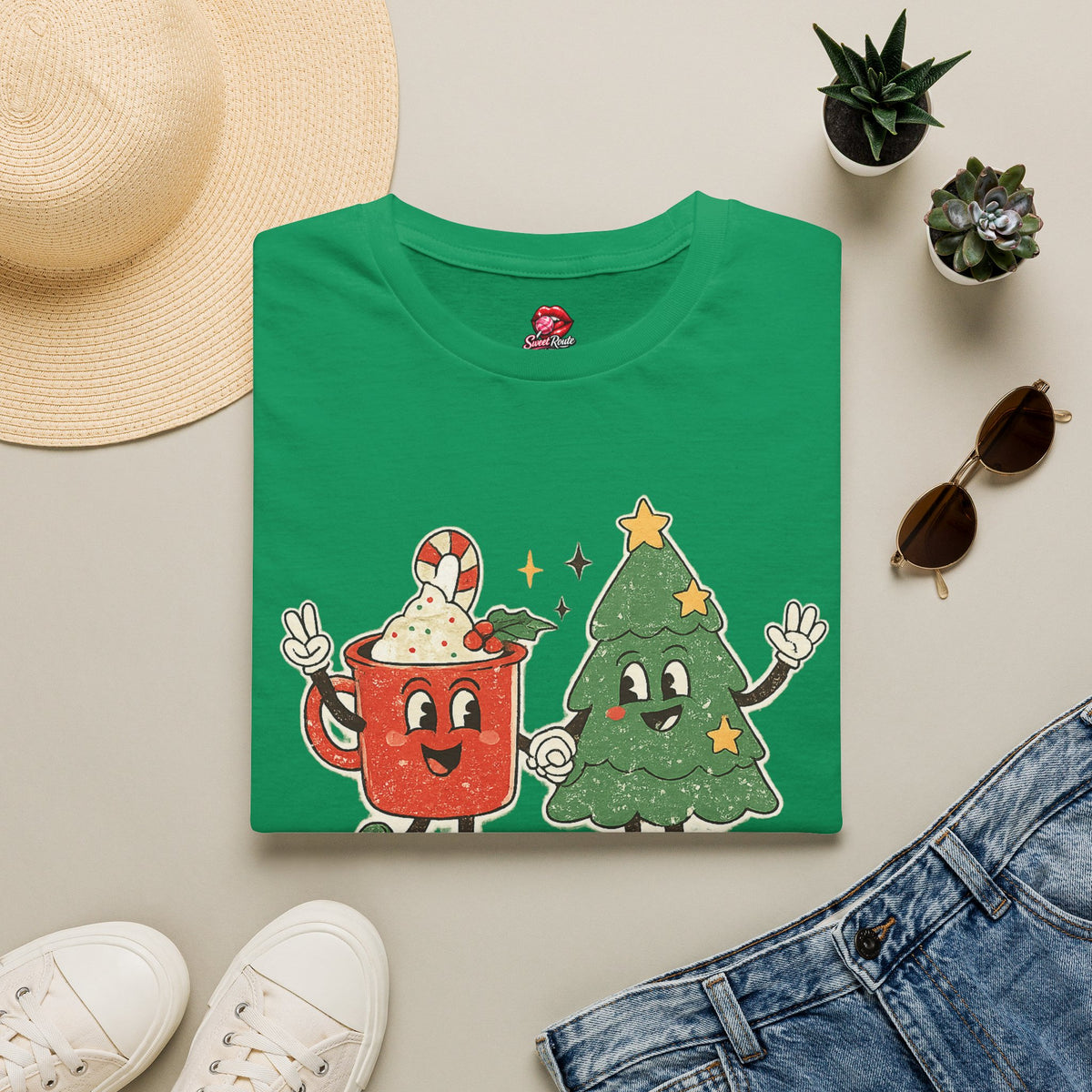 Feelin' Jolly mug and Christmas tree T-Shirt