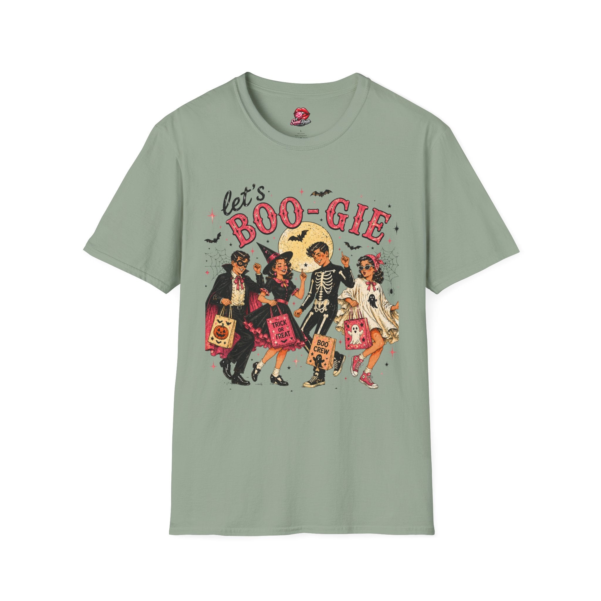 Let’s Boo-gie Halloween T-Shirt | Retro Dancing Ghost Graphic Tee | Cute Spooky Party Shirt | Funny Fall Halloween Tee | Halloween Gift