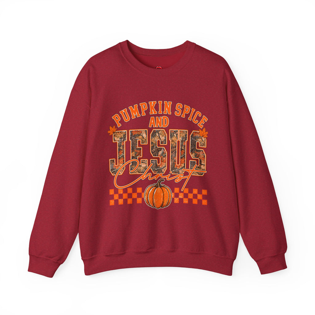 Pumpkin Spice and Jesus Crewneck Sweatshirt — Fall Christian Graphic Pullover