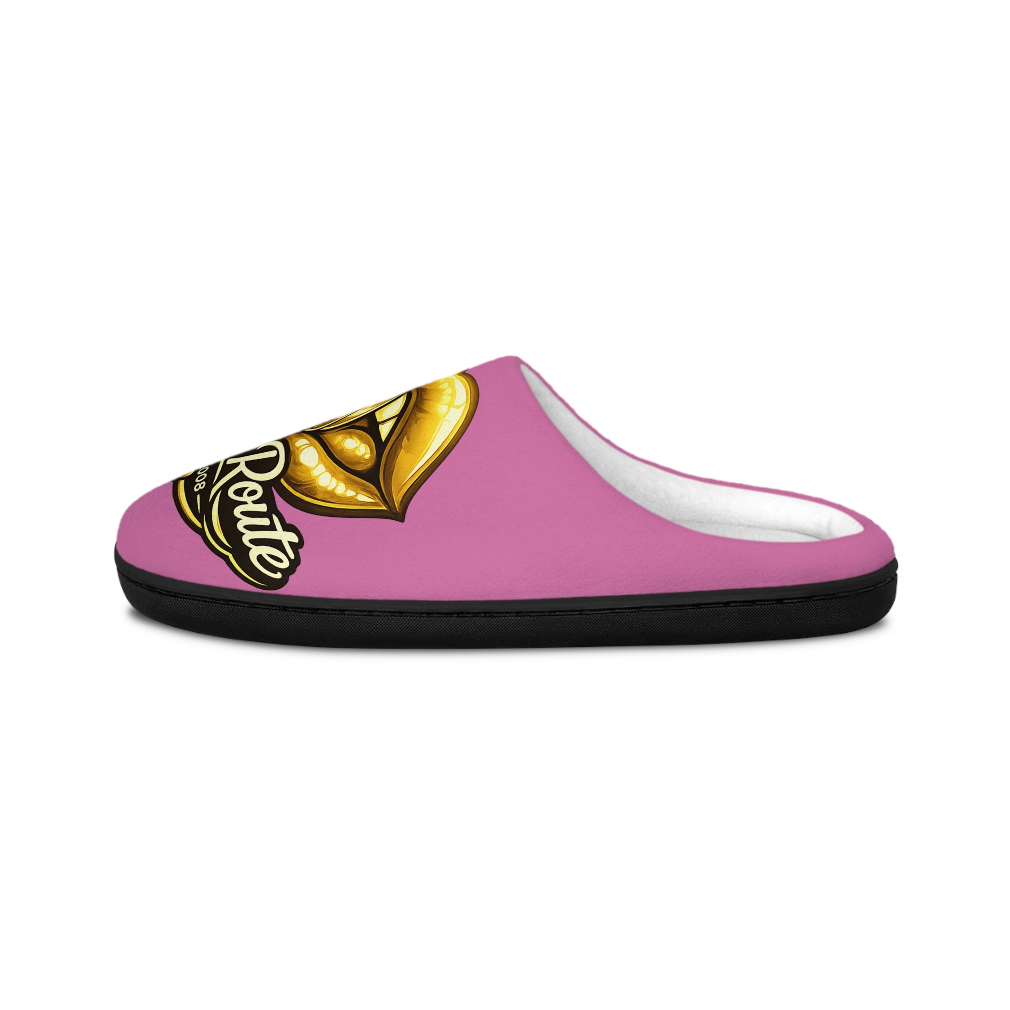 Pink Women's Sweet Route Slippers with Gold Logo
