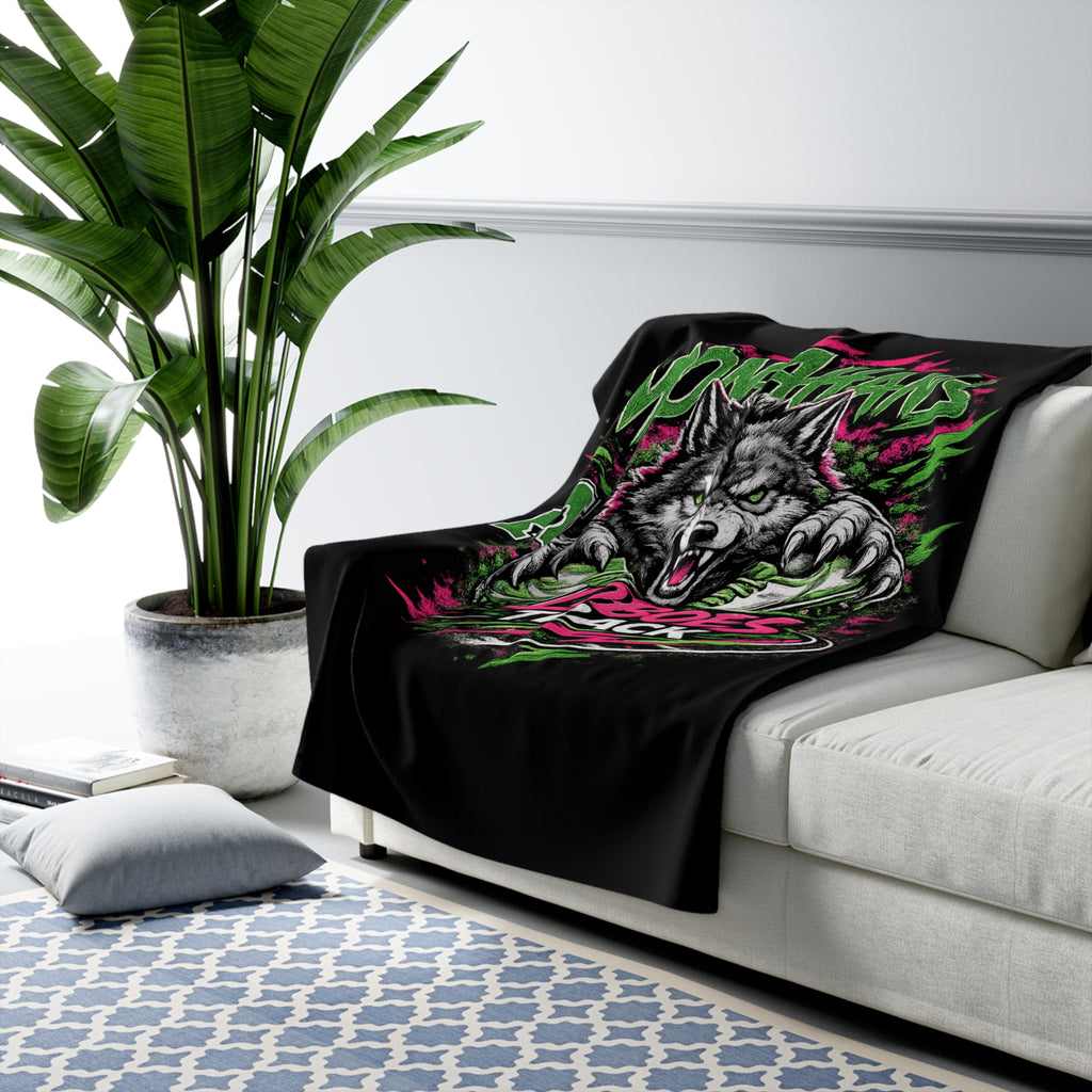 Monahans Loboes Track Sherpa Fleece Blanket