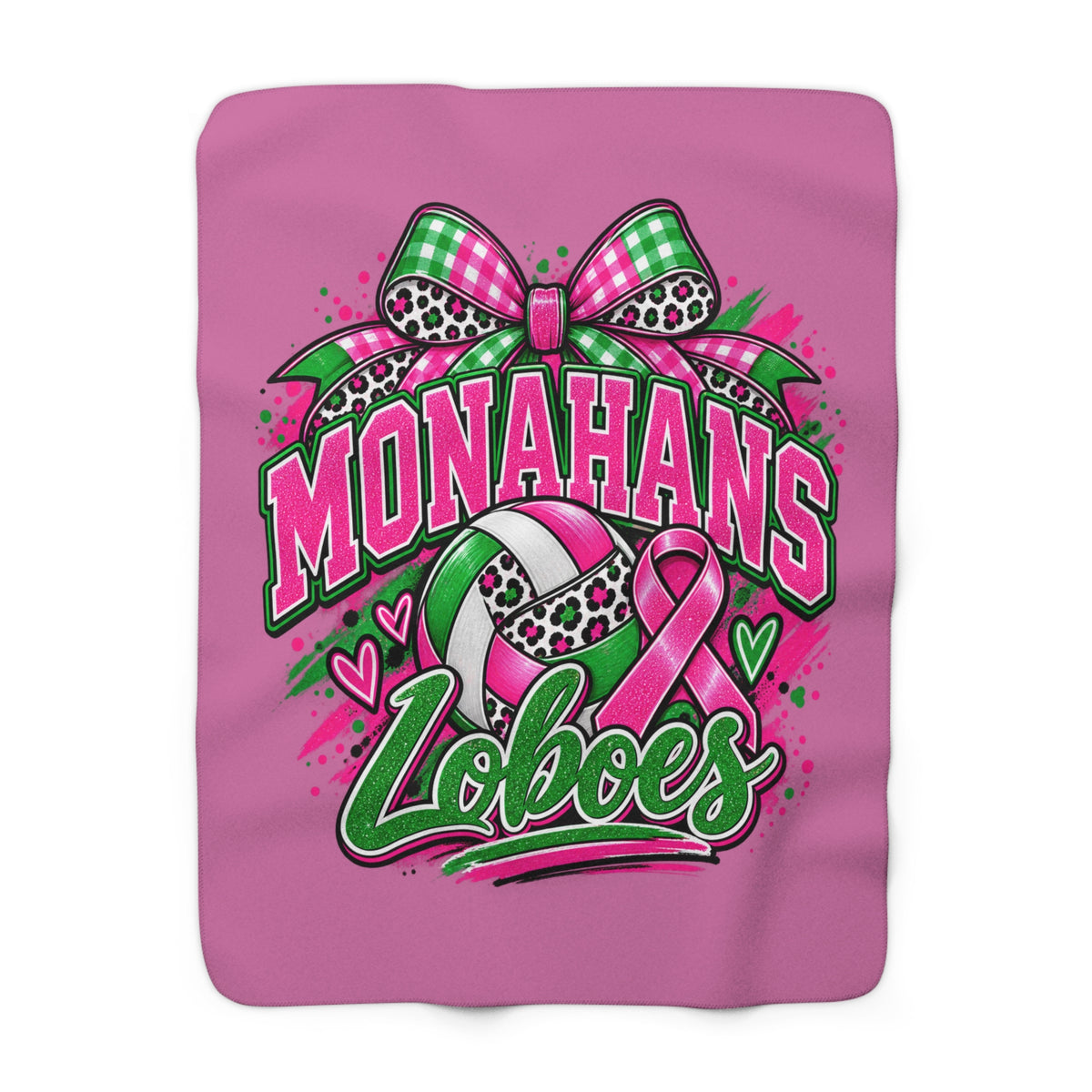 Monahans Loboes Pink Ribbon Sherpa Fleece Blanket – Breast Cancer Awareness Cozy Throw