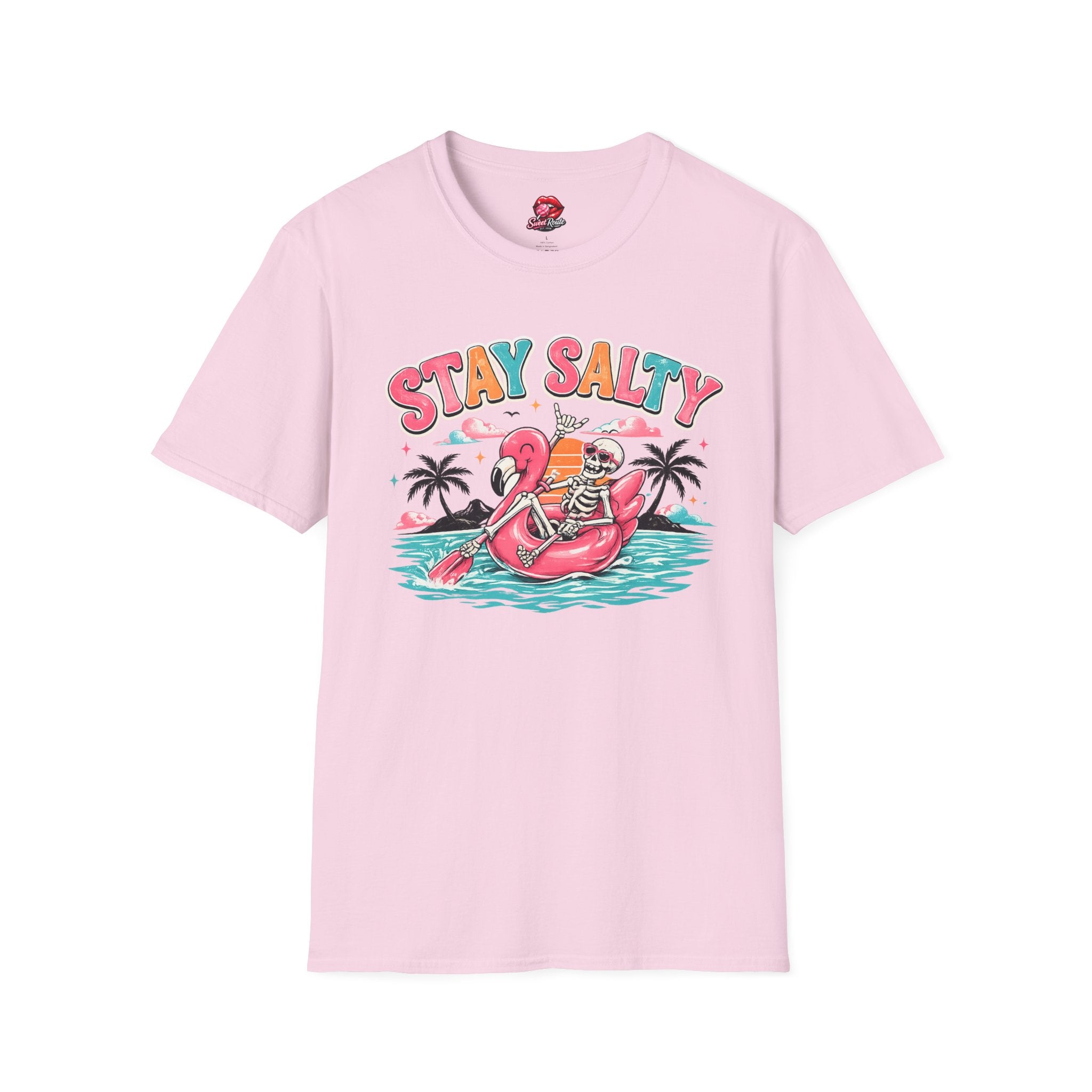 Stay Salty skeleton flamingo float T-Shirt