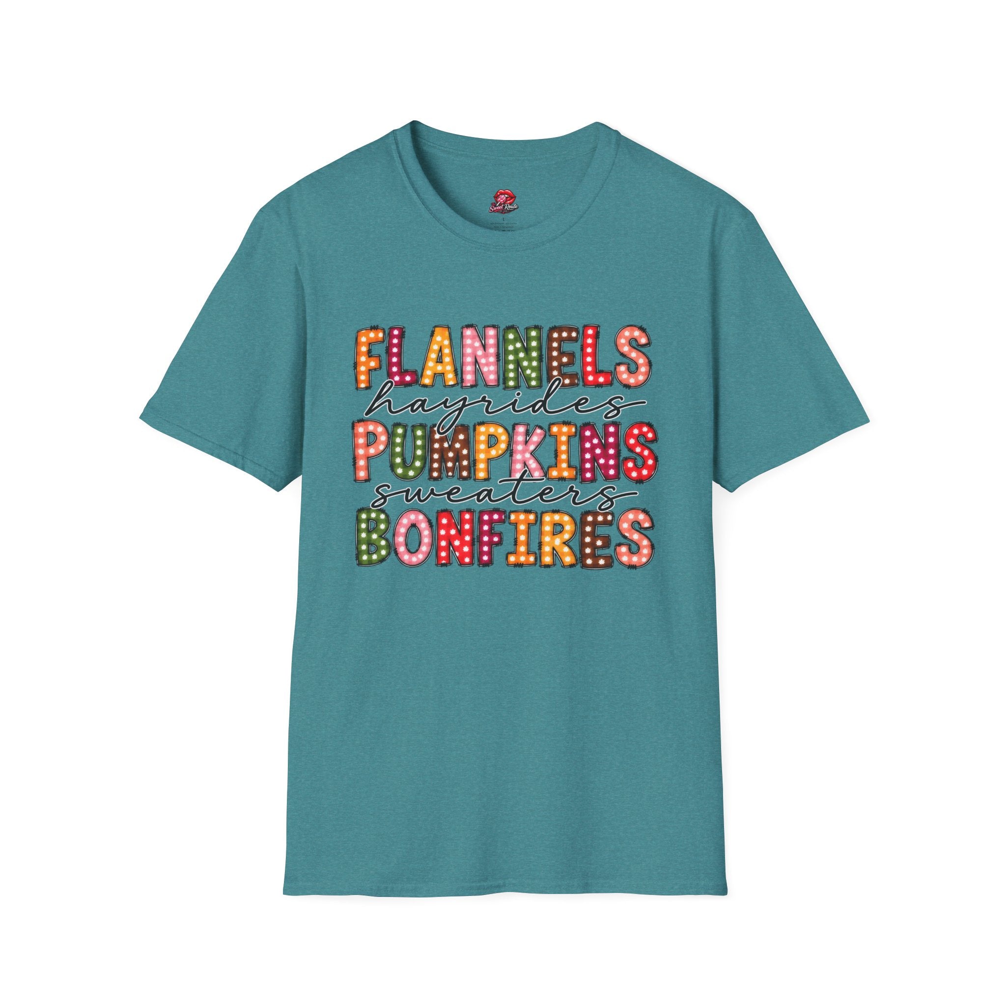 Flannels Hayrides Pumpkins Sweaters Bonfires Tee
