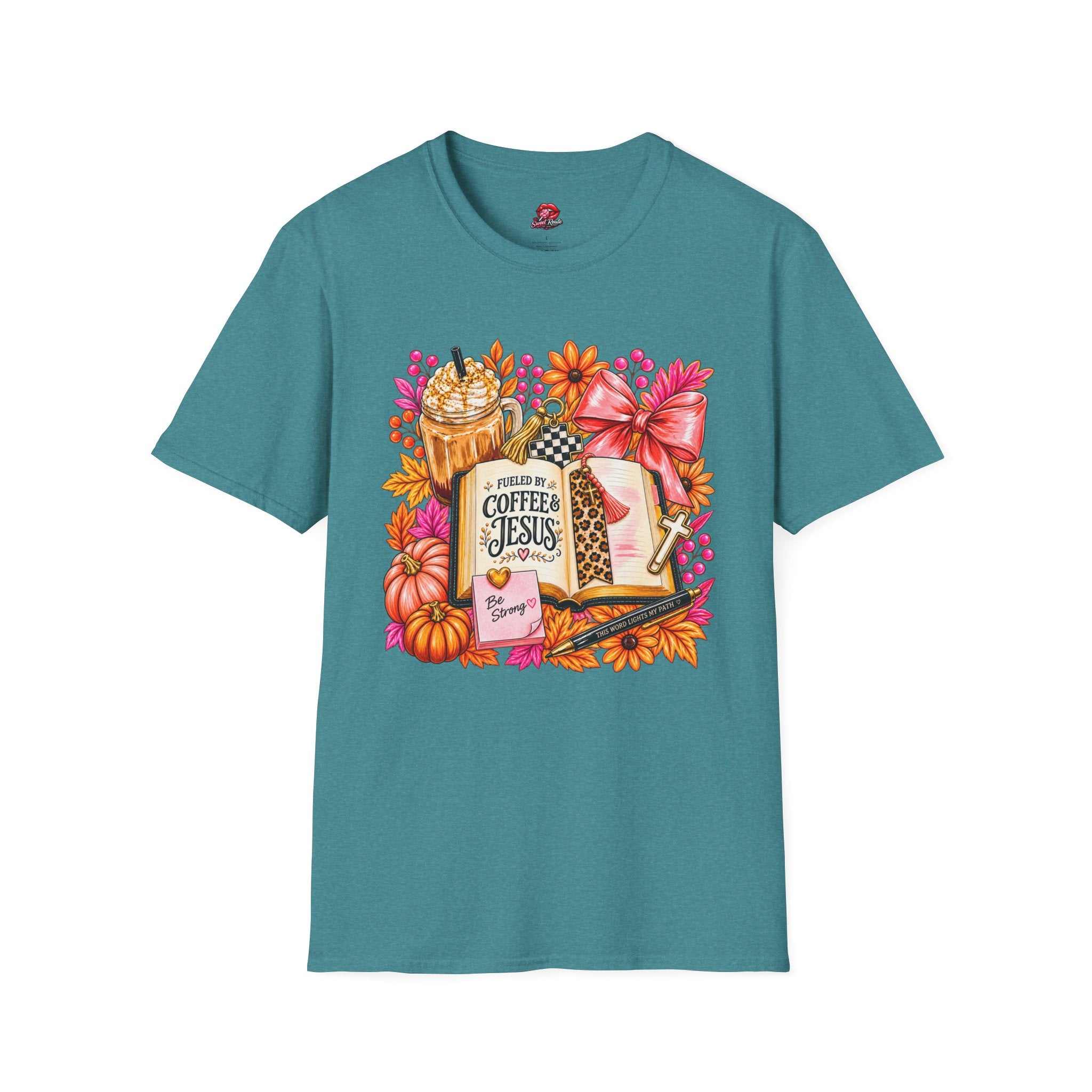 Fueled by Coffee & Jesus Autumn Floral Tee