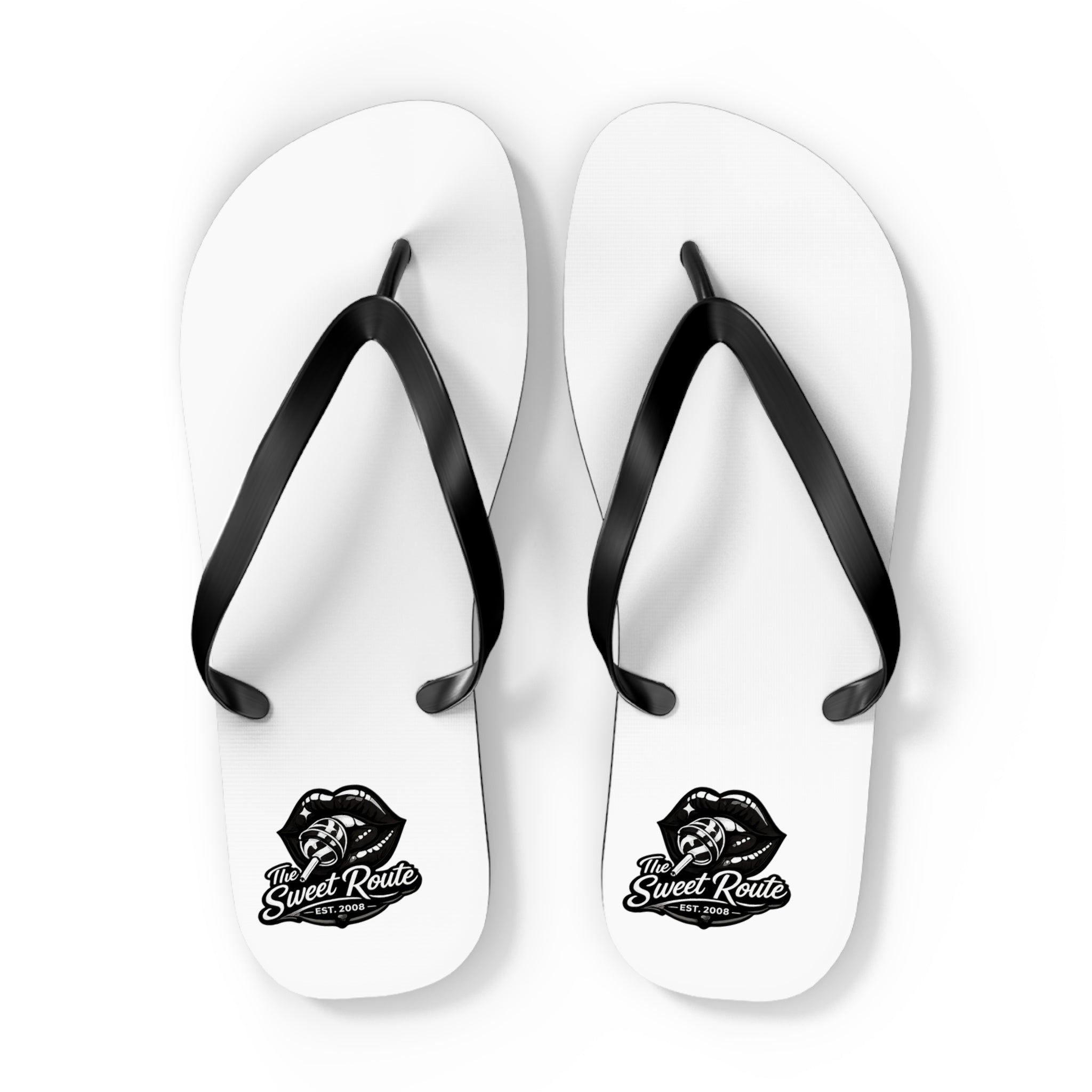 White and Black Sweet Route Logo Summer Beach Sandals