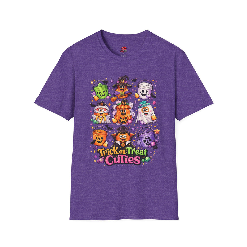 Halloween Trick or Treat Cuties T-Shirt | Cute Ghost & Pumpkin Kids Halloween Graphic Tee | Retro Spooky Season Shirt