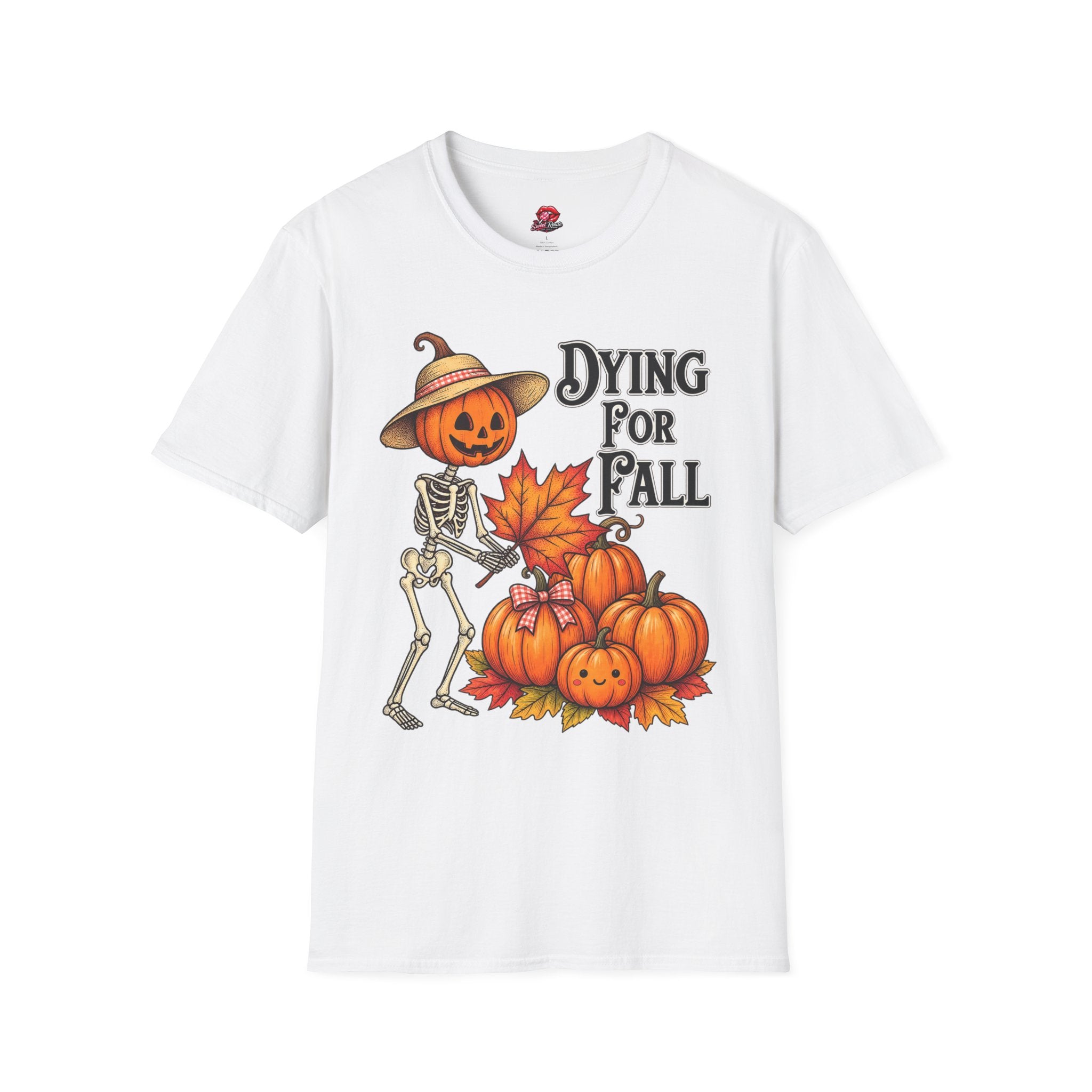 Dying for Fall Pumpkin Skeleton Autumn Tee