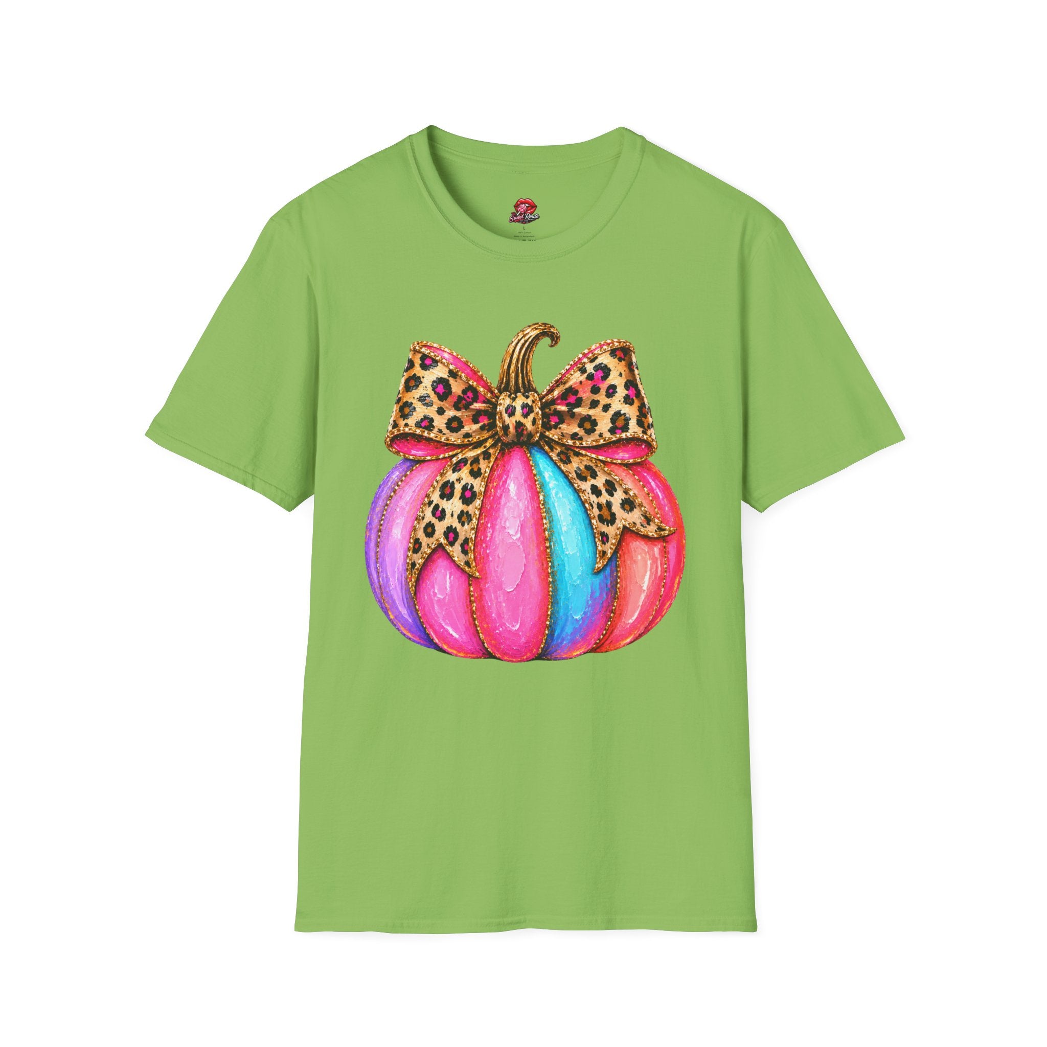 Leopard Bow Rainbow Pumpkin T-Shirt