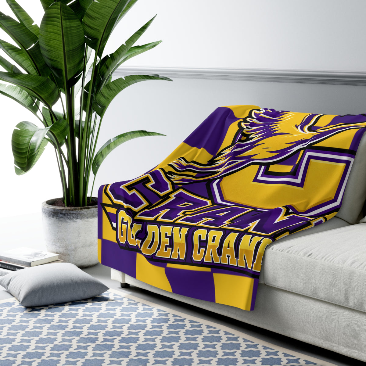 Crane Golden Cranes Sherpa Fleece Blanket