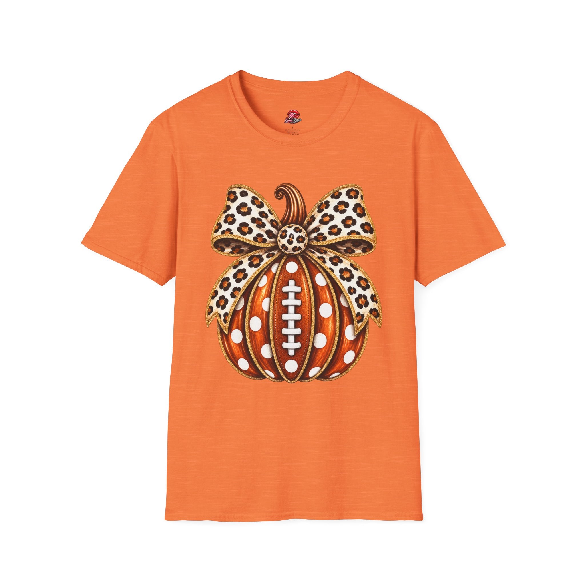 Leopard Bow Football Pumpkin T-Shirt