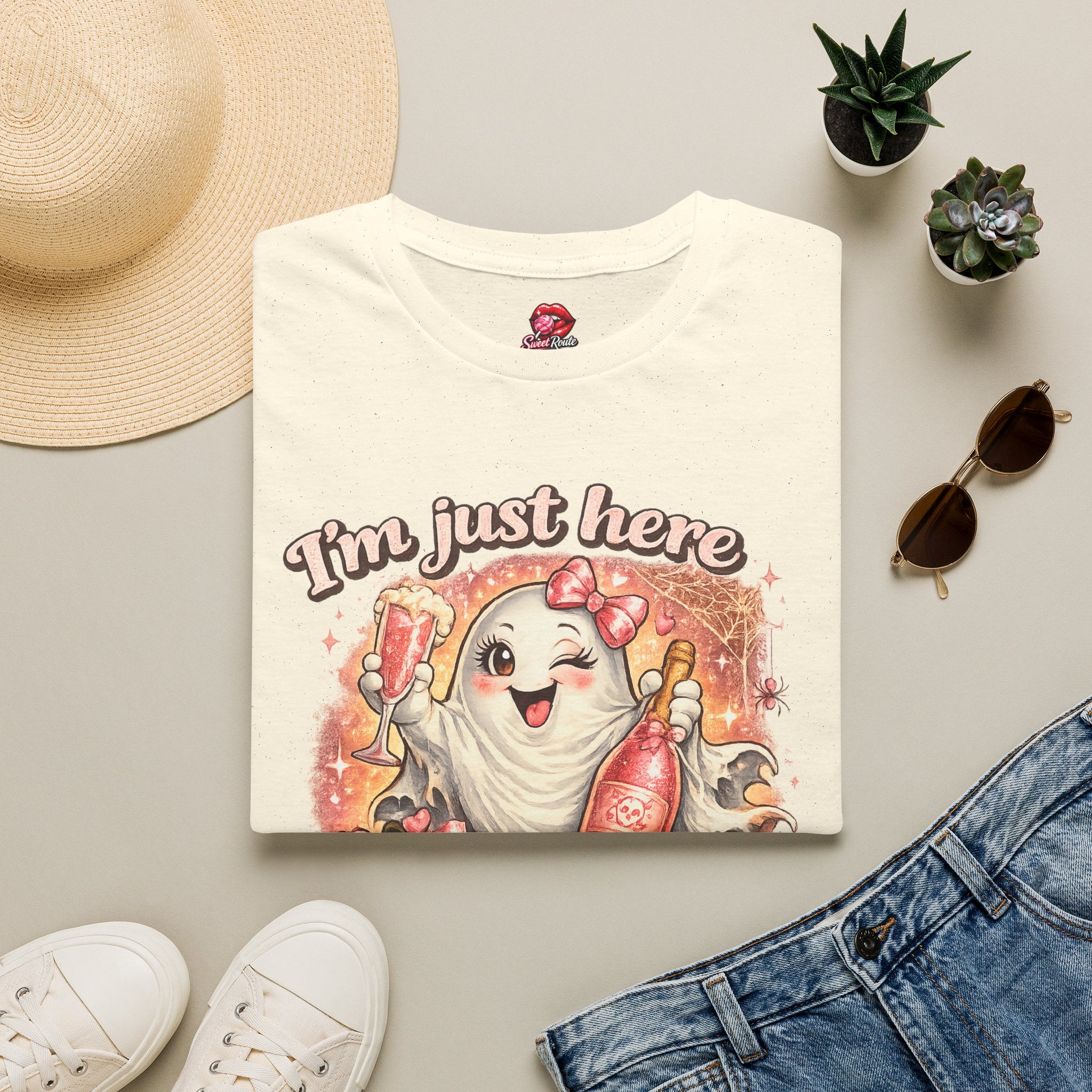 I'm Just Here Boos T-Shirt | Cute Ghost Halloween Shirt | Funny Spooky Season graphic Tee | Fall Pumpkin Shirt | Halloween Gift