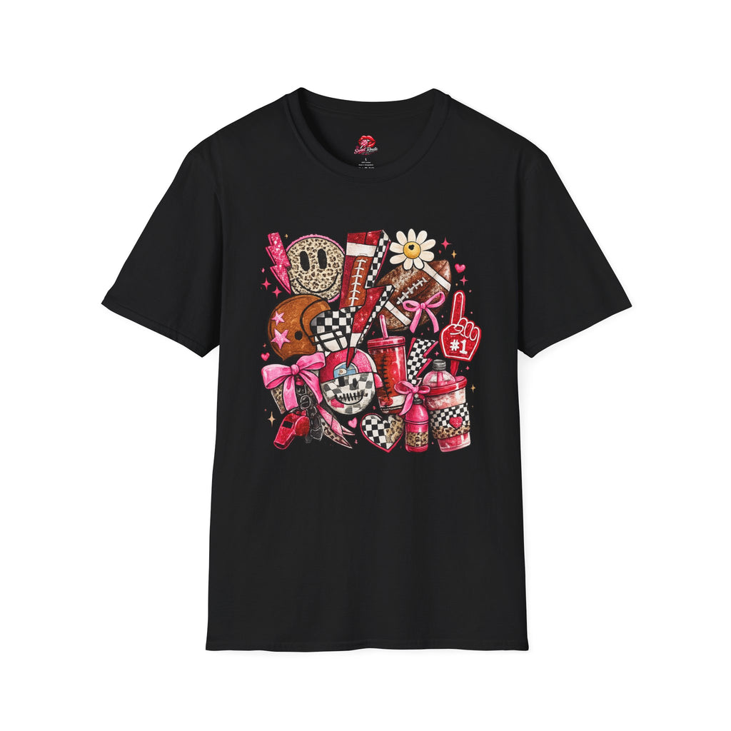 Cute Sports College T-Shirt | Cheer & Football Game Day Graphic Tee | Pink Coquette Sports Shirt