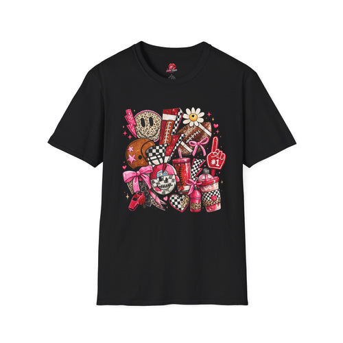 Cute Sports College T-Shirt | Cheer & Football Game Day Graphic Tee | Pink Coquette Sports Shirt