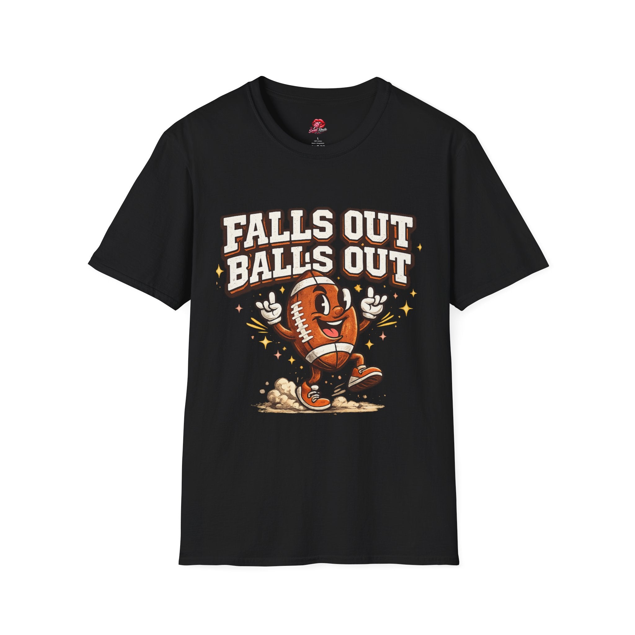 Falls Out Balls Out Football Graphic T-Shirt | Funny Football Fan Tee | Vintage Game Day Shirt