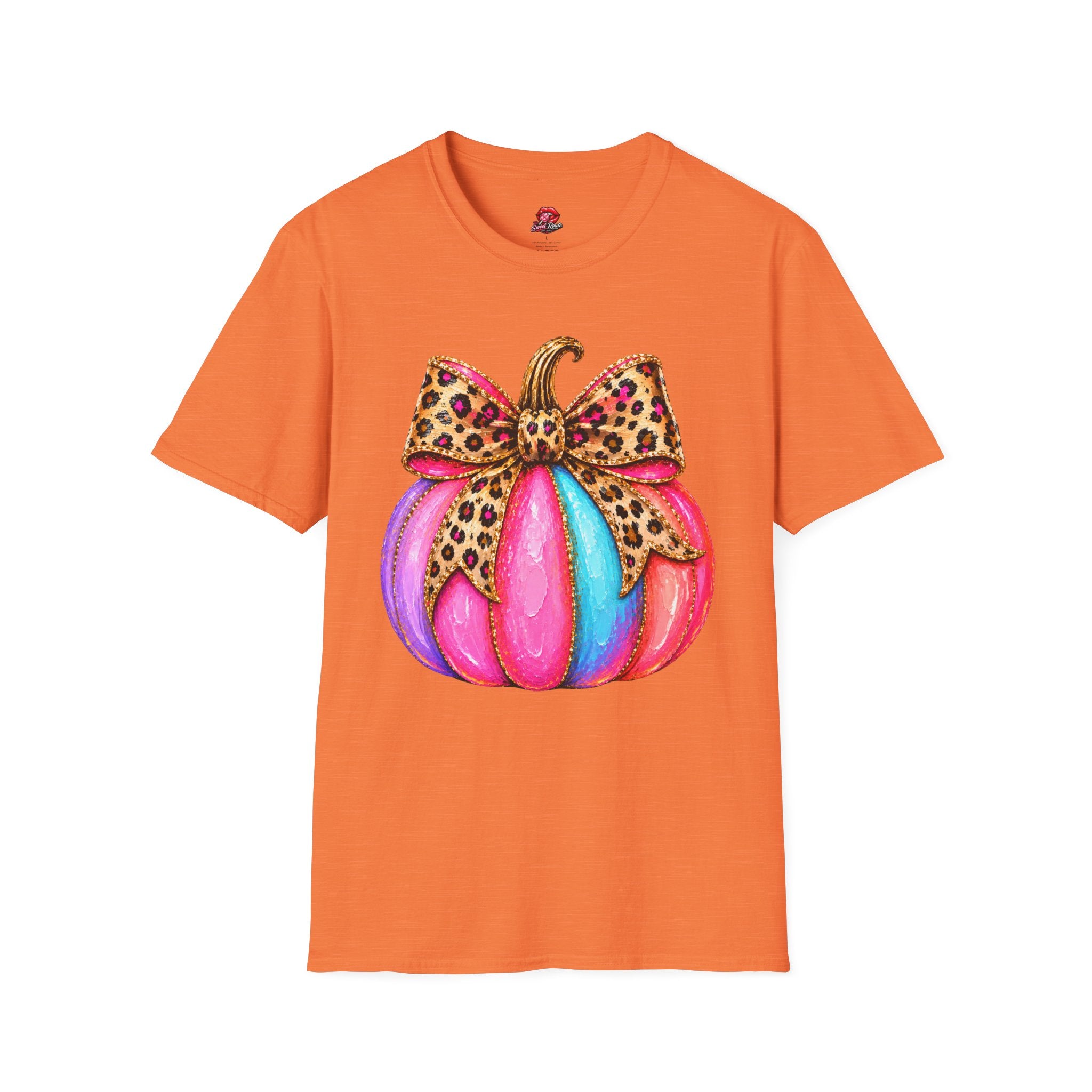 Leopard Bow Rainbow Pumpkin T-Shirt