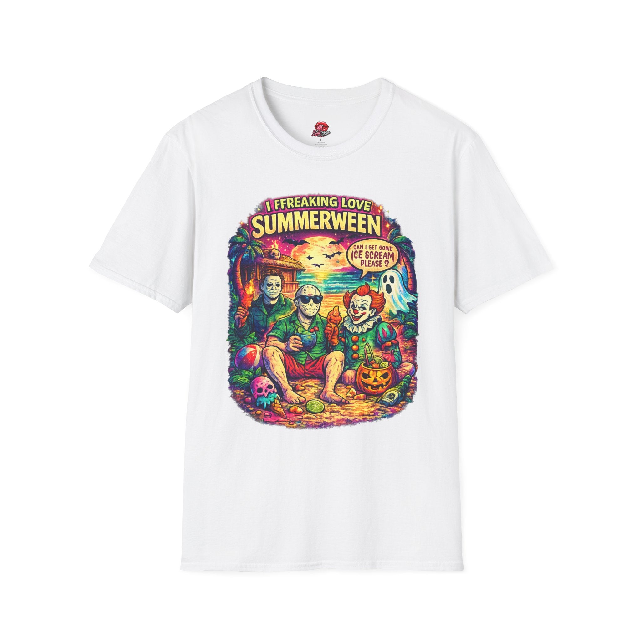 Summerween Horror Beach T-Shirt — "I Freaking Love Summerween" Graphic Tee