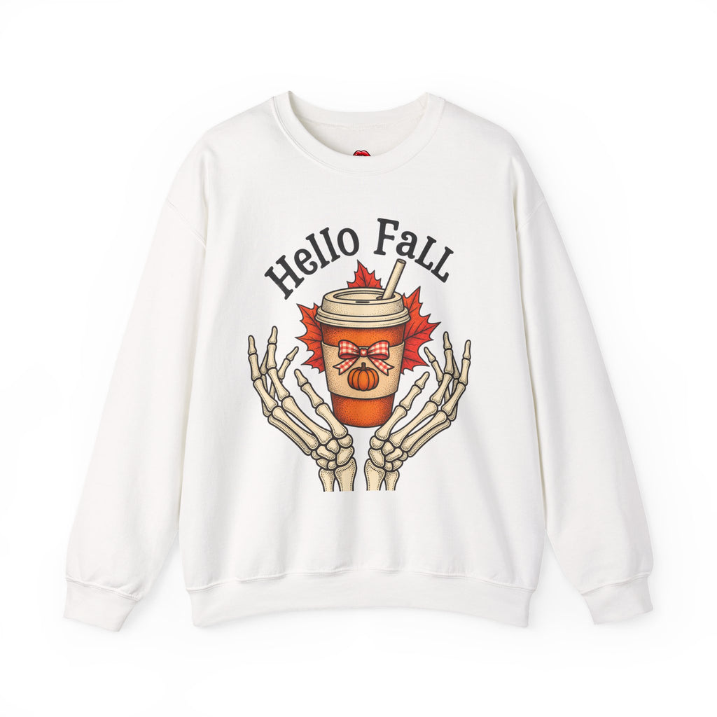 Fall Coffee Skeleton Hands Cozy Autumn Pullover