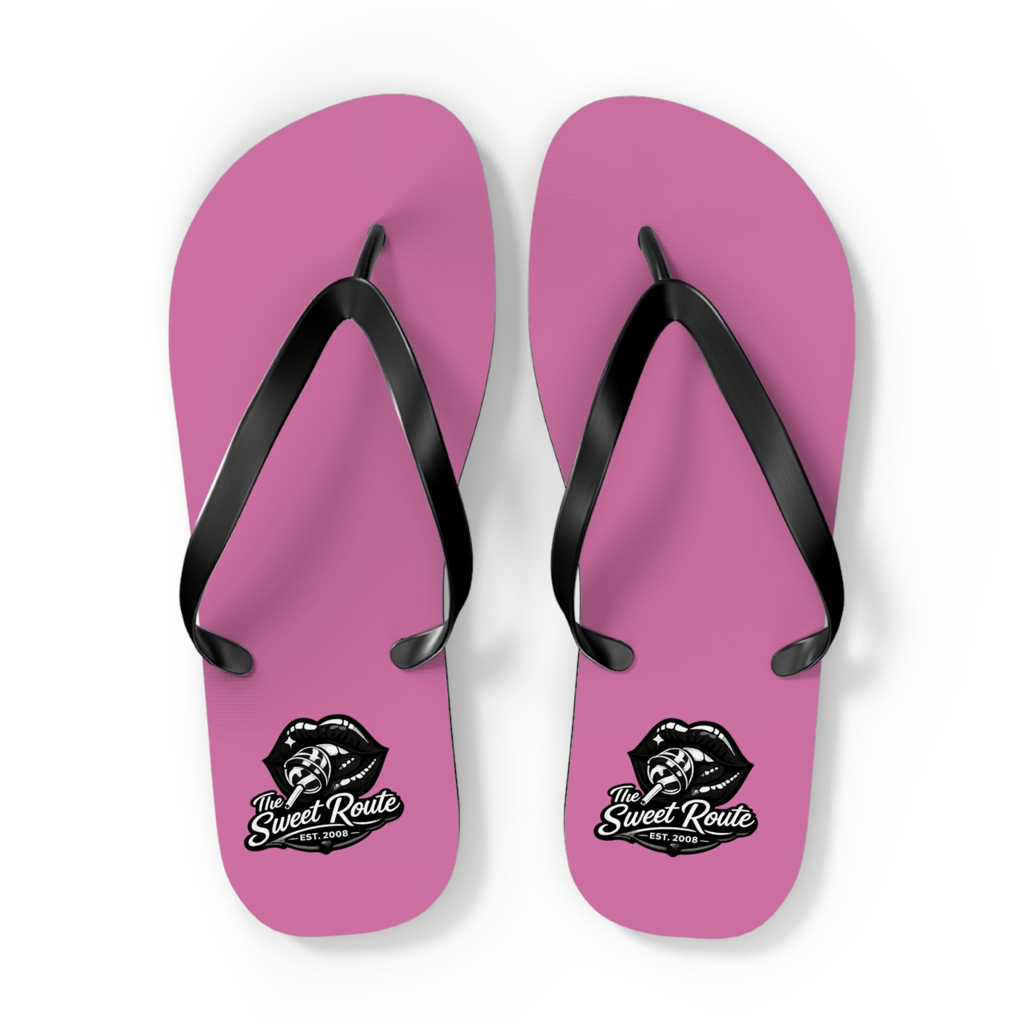 Pink Sweet Route Logo Beach Sandals