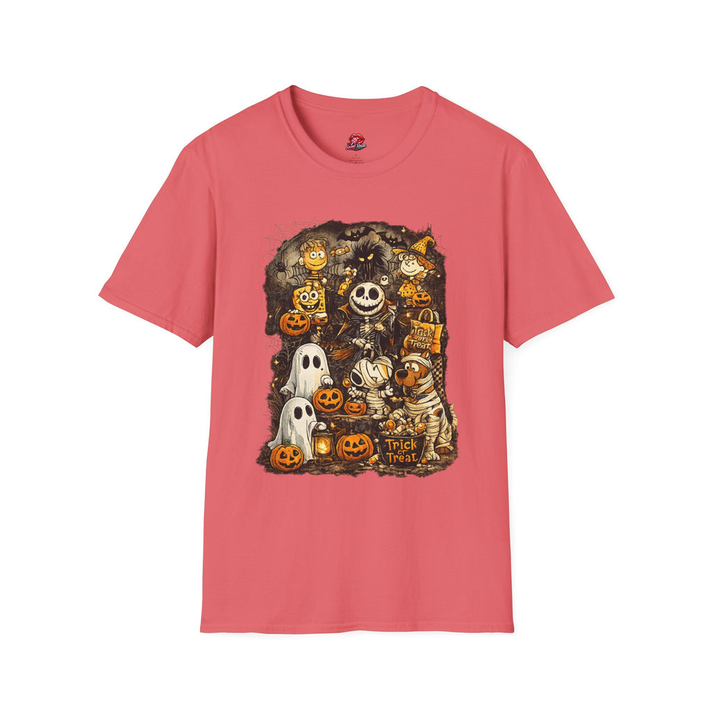 Halloween Character Collage Graphic T-Shirt | Spooky Retro Halloween Unisex Tee