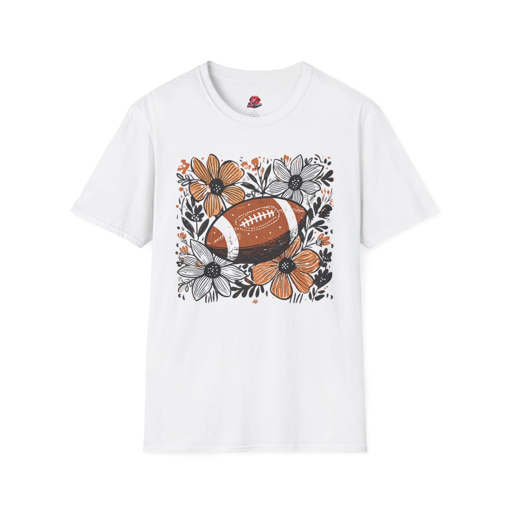 Floral Football T-Shirt — Vintage Fall Game Day Tee