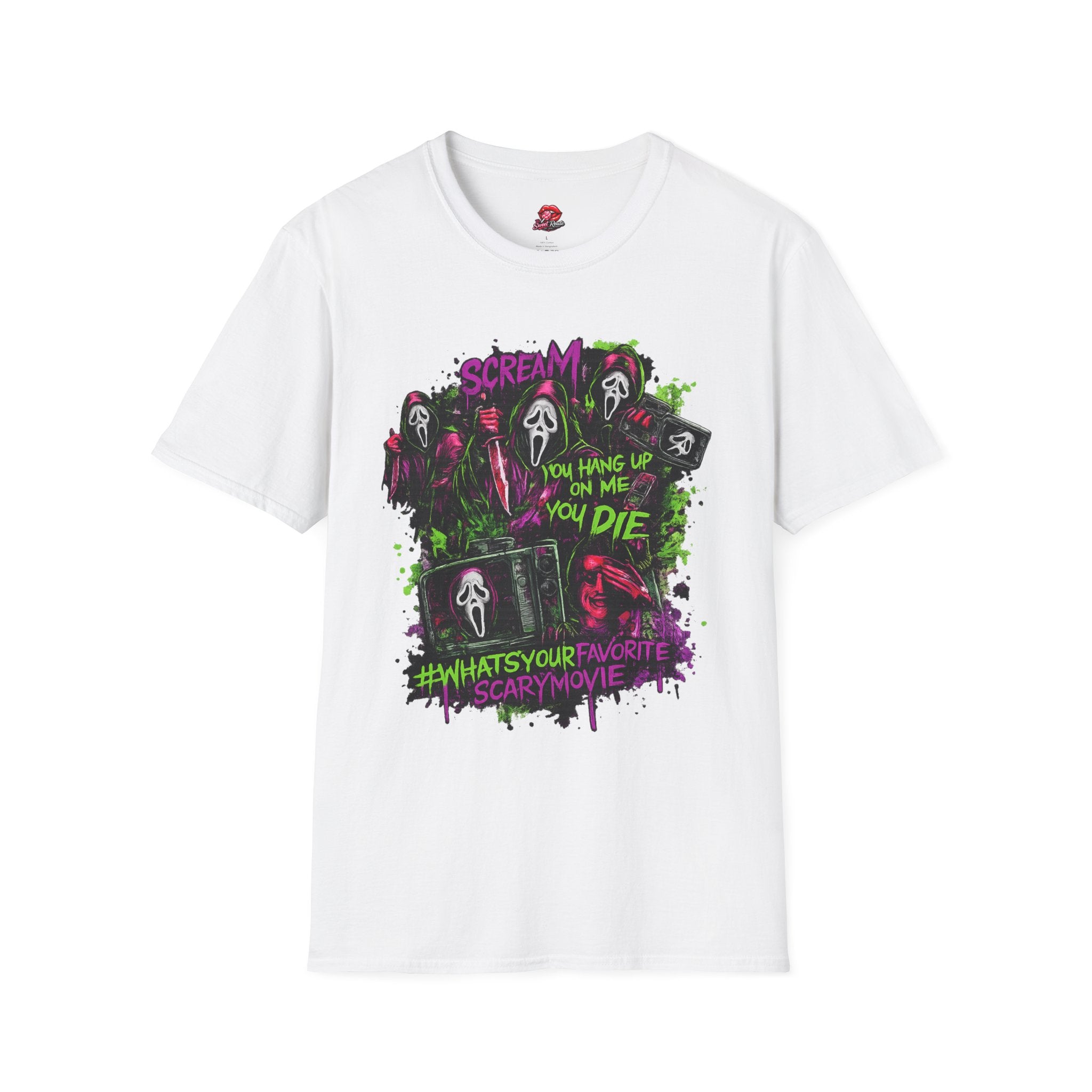 You Hang Up On Me Again Ghostface Shirt | Funny Horror Halloween T-Shirt | Retro Slasher Graphic Tee | Spooky Movie Fan Shirt