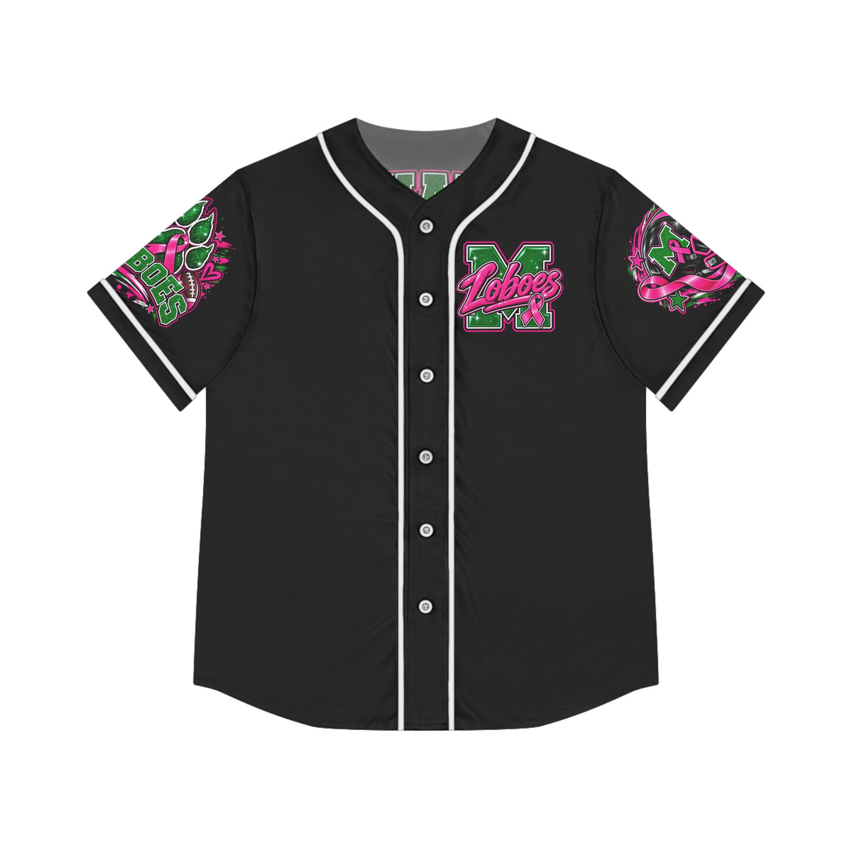 Monahans Loboes Pink Out Game Day Women’s Baseball Jersey – Black