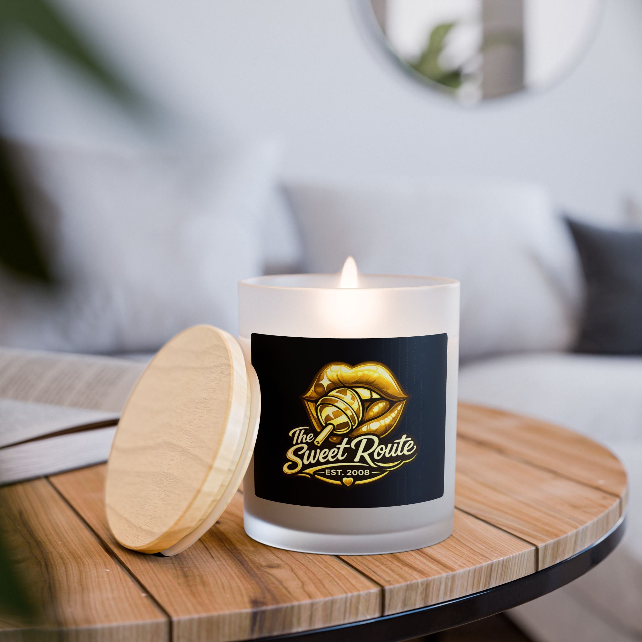 Gold Sweet Route Frosted Glass Candle, 11oz