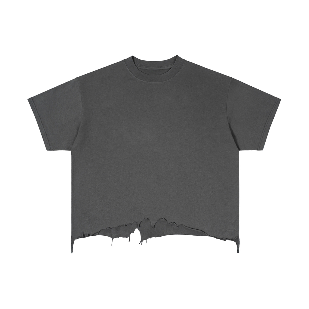 Vintage Wash Boxy Distressed Hem T-Shirt