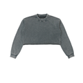 Sweet Route Snow Washed Raw Edge Cropped Sweatshirt