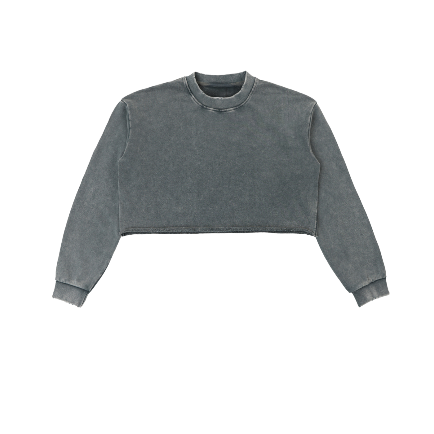 Sweet Route Snow Washed Raw Edge Cropped Sweatshirt