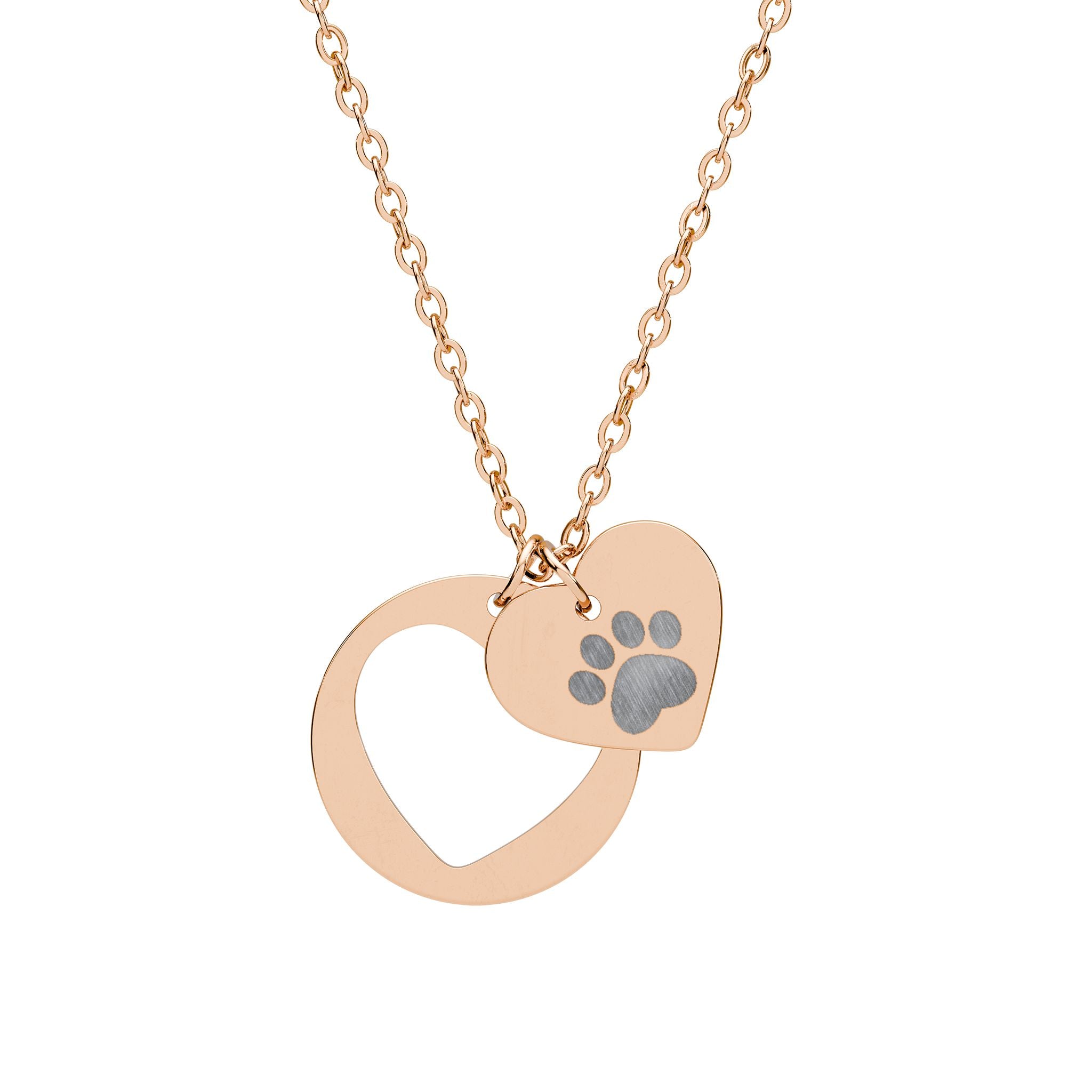 Paw Print Heart Cutout Necklace