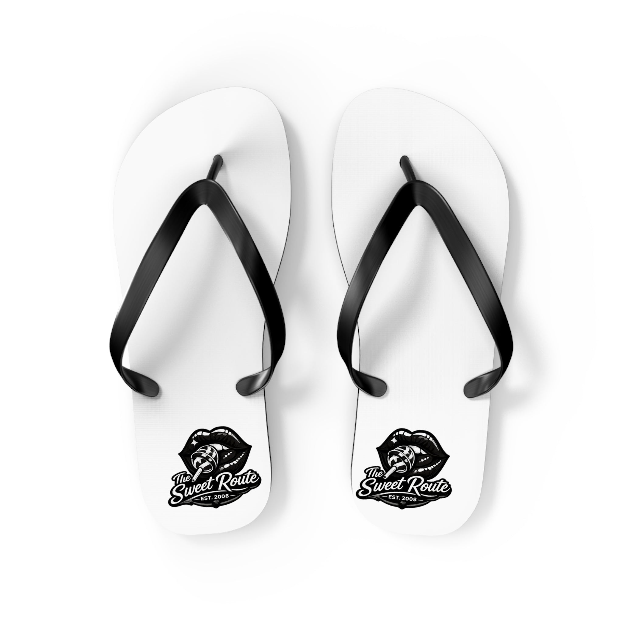 White and Black Sweet Route Logo Summer Beach Sandals