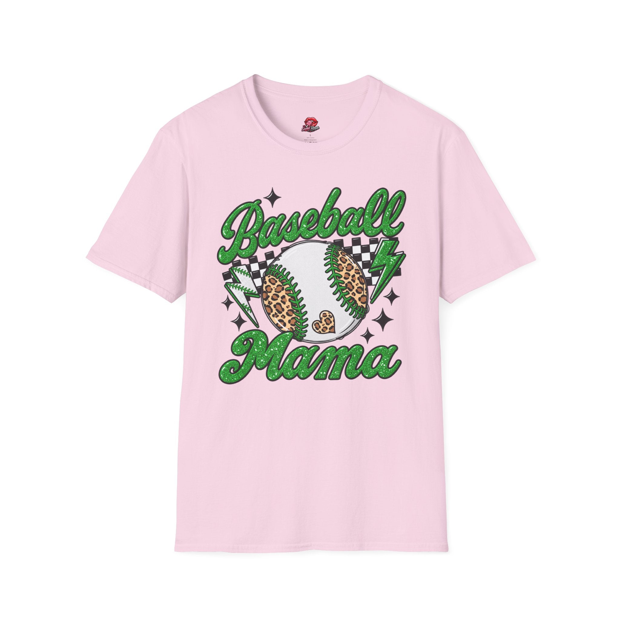 Green Leopard Baseball Mama Tee