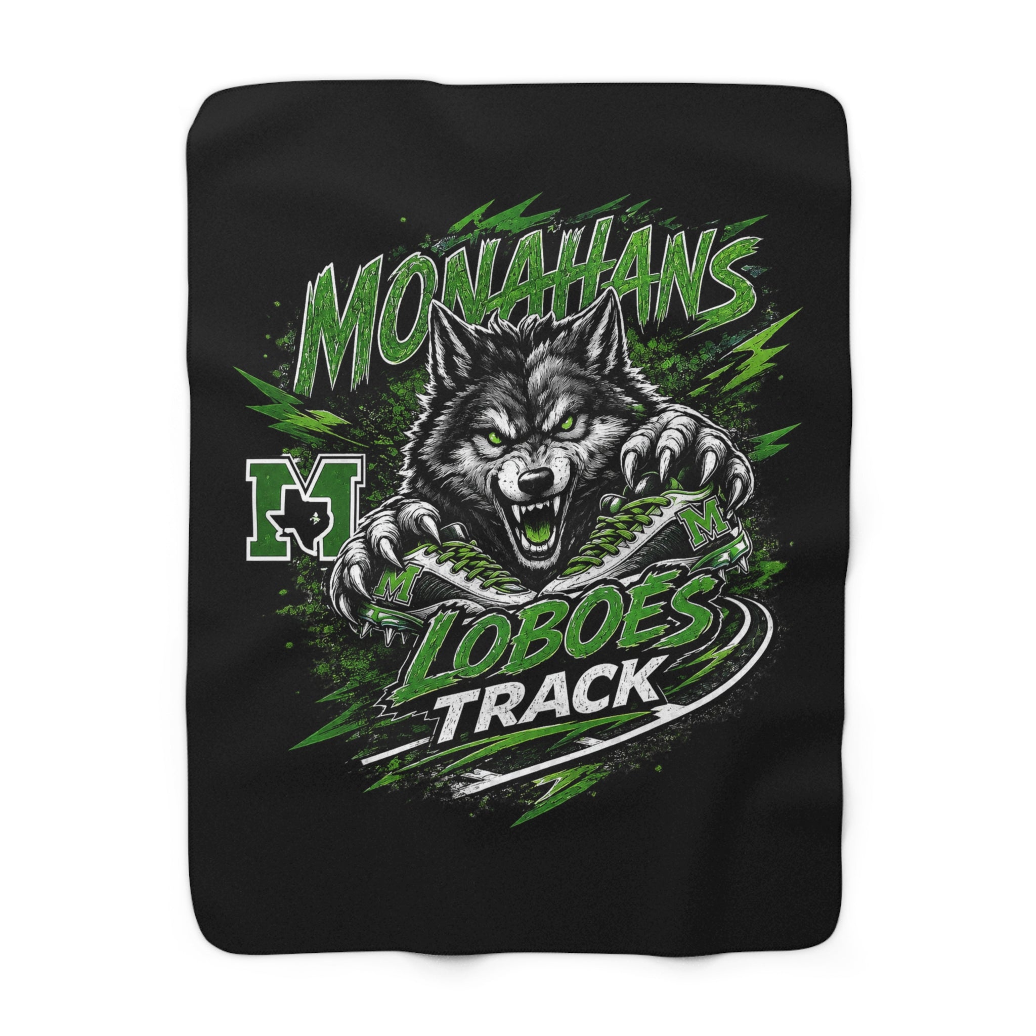 Monahans Loboes Track Sherpa Fleece Blanket