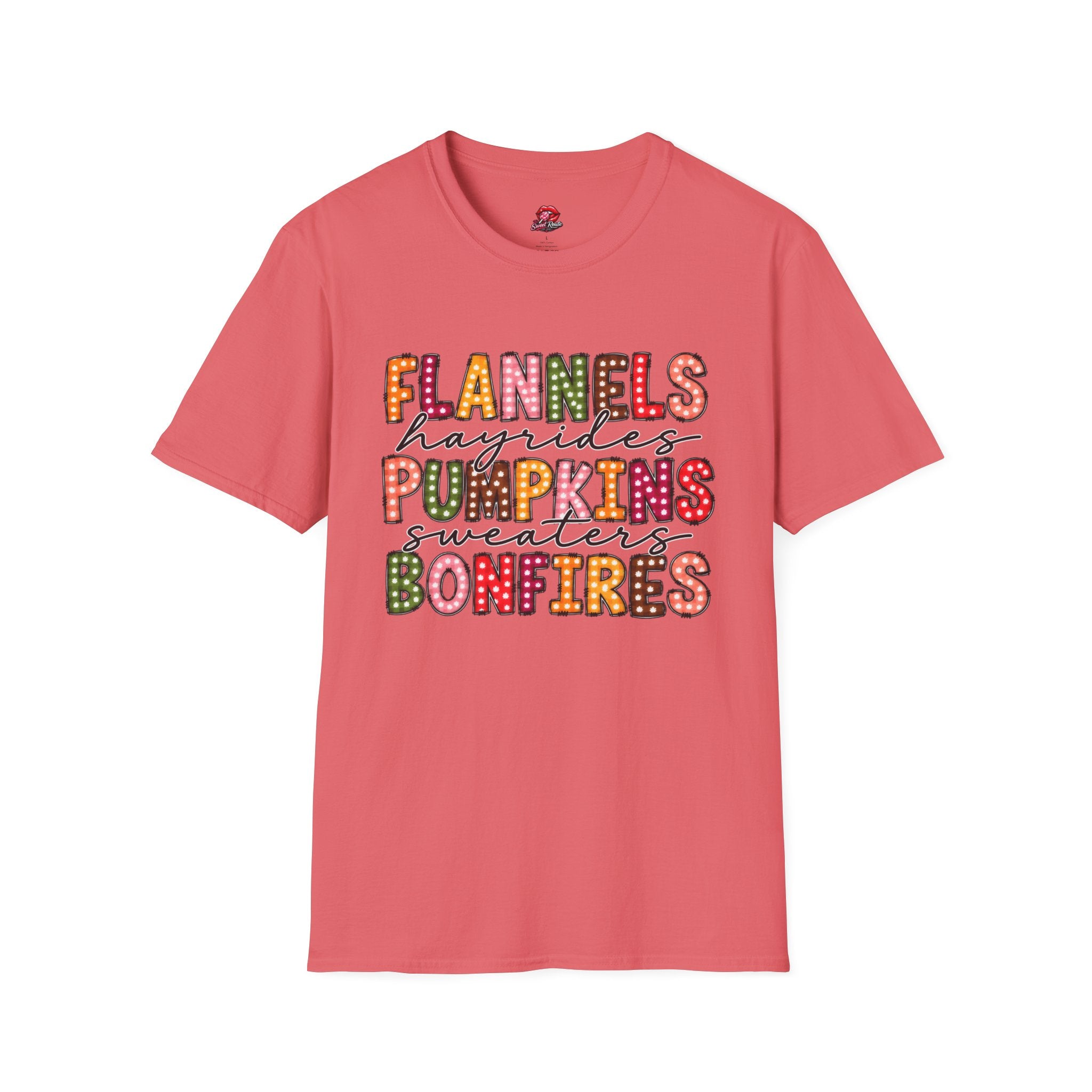 Flannels Hayrides Pumpkins Sweaters Bonfires Tee