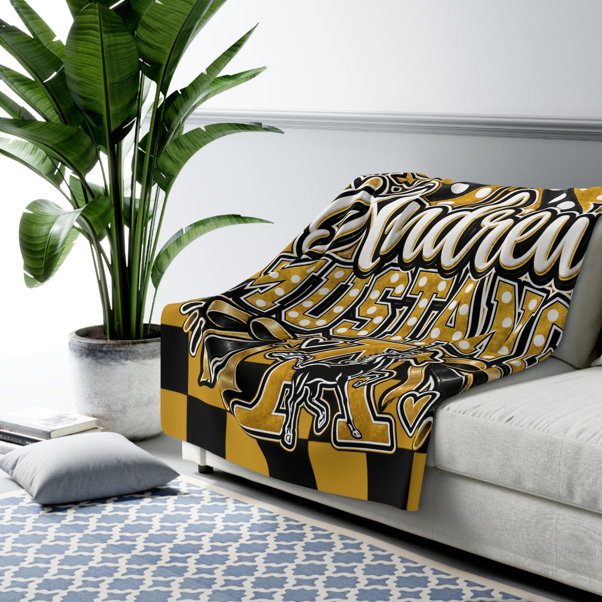 Andrews Mustangs Sherpa Fleece Blanket