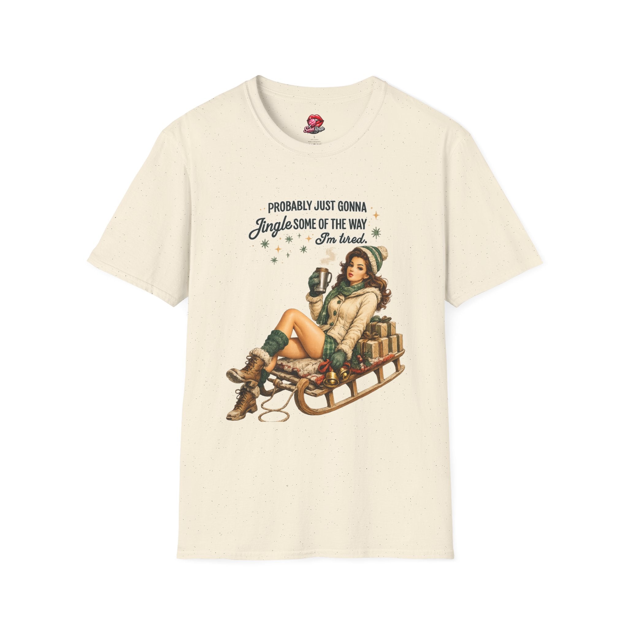 Jingle Some of the Way Vintage Pinup Sleigh T-Shirt