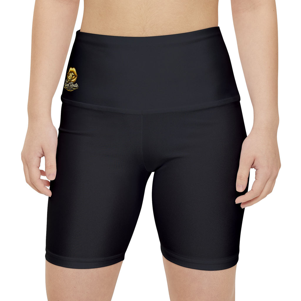 Sweet Route Black High-Waist Athletic Biker Shorts